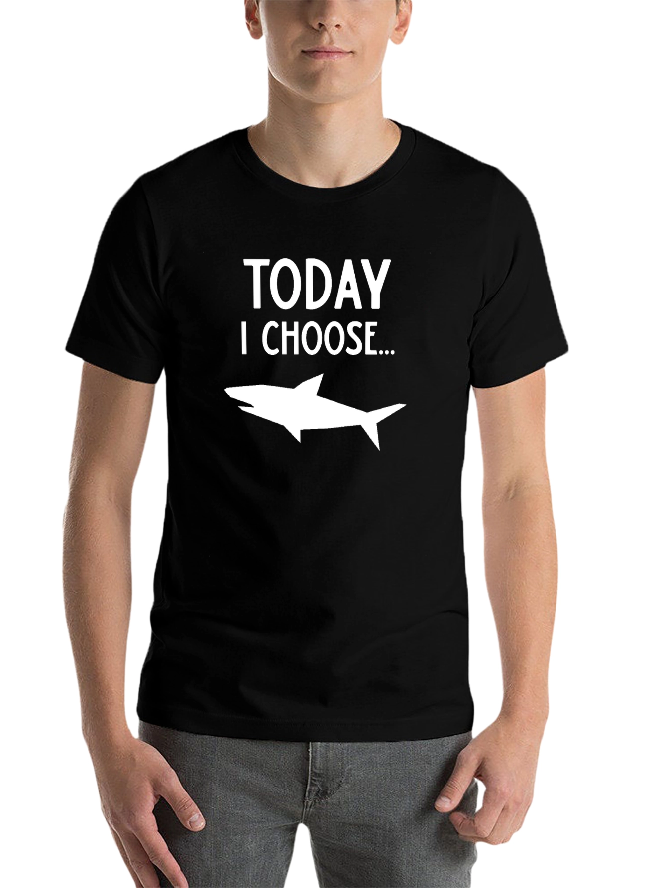 Black Today I Choose Shark Funny Graphic T-Shirt view 7