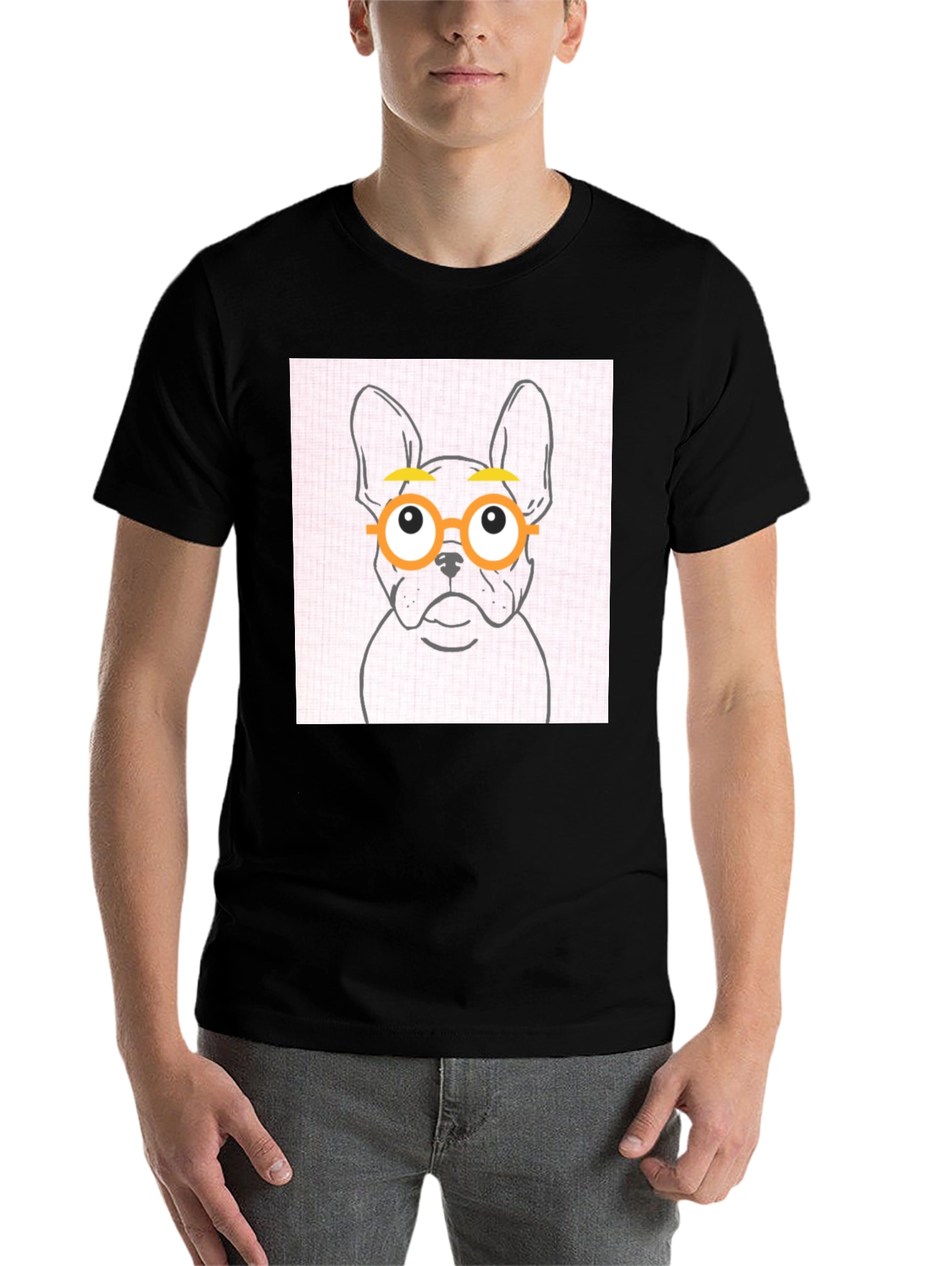 Black Dog with Glasses Graphic Tee - Black view 7