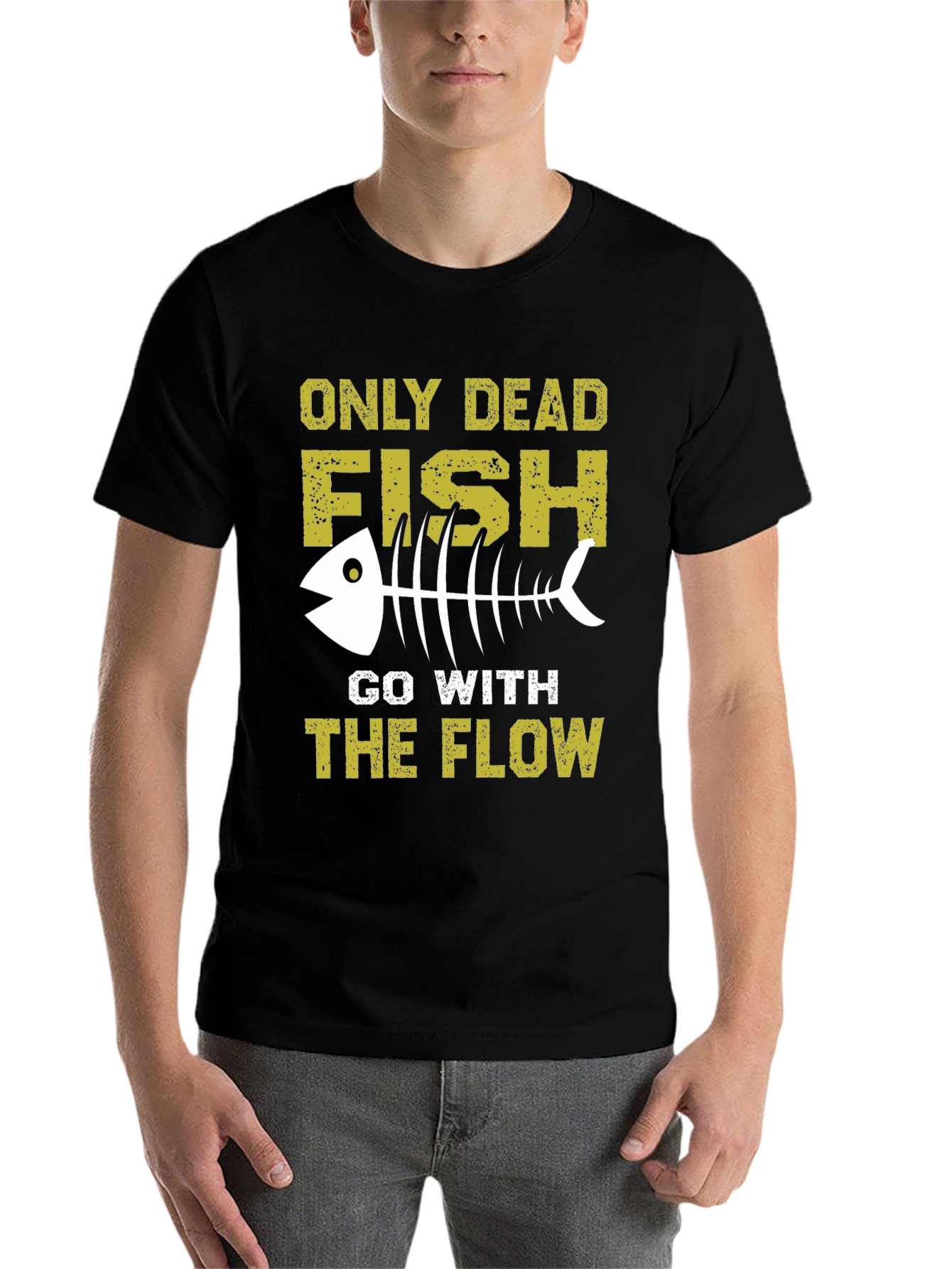 Black Only Dead Fish T-Shirt - Go with the Flow Tee view 7