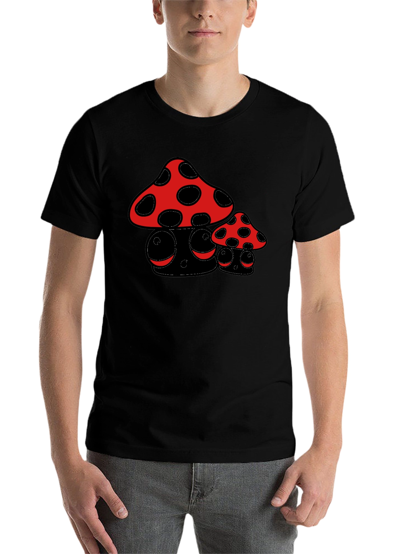 Black Funky Mushroom Graphic Tee view 7