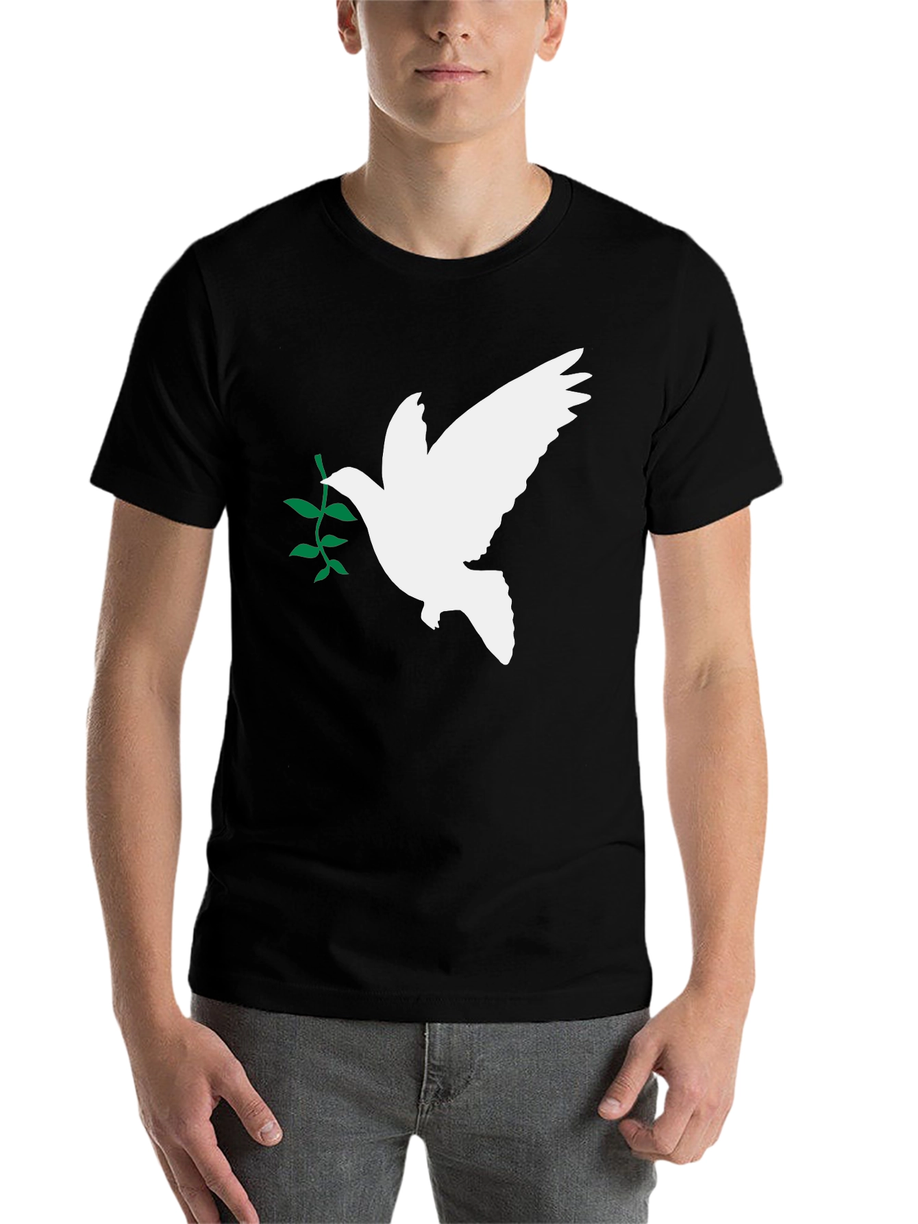 Black Peace Dove Olive Branch Black T-Shirt view 7