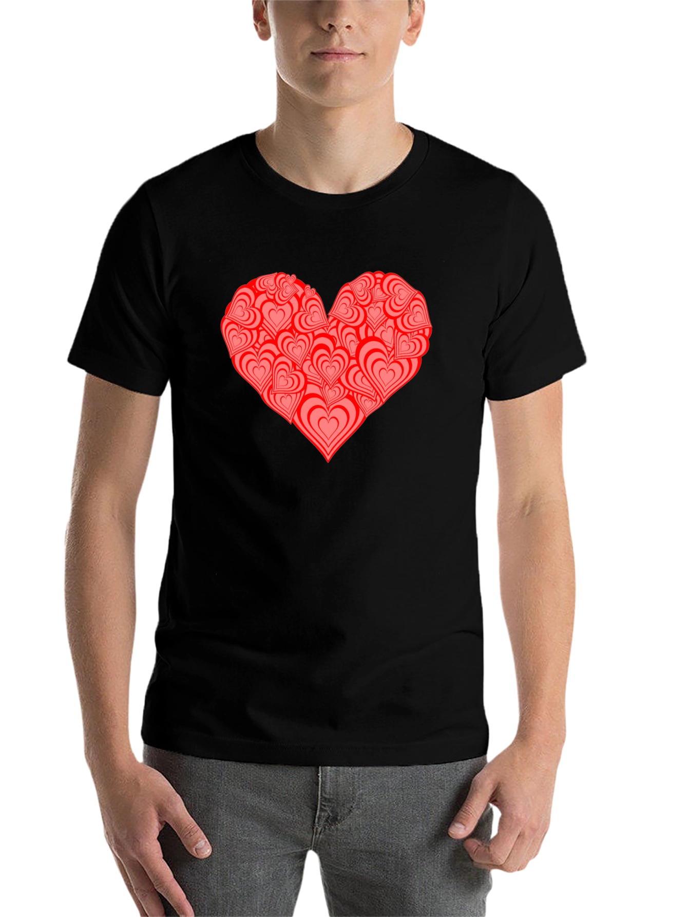 Black Heart Print Black T-Shirt view 7