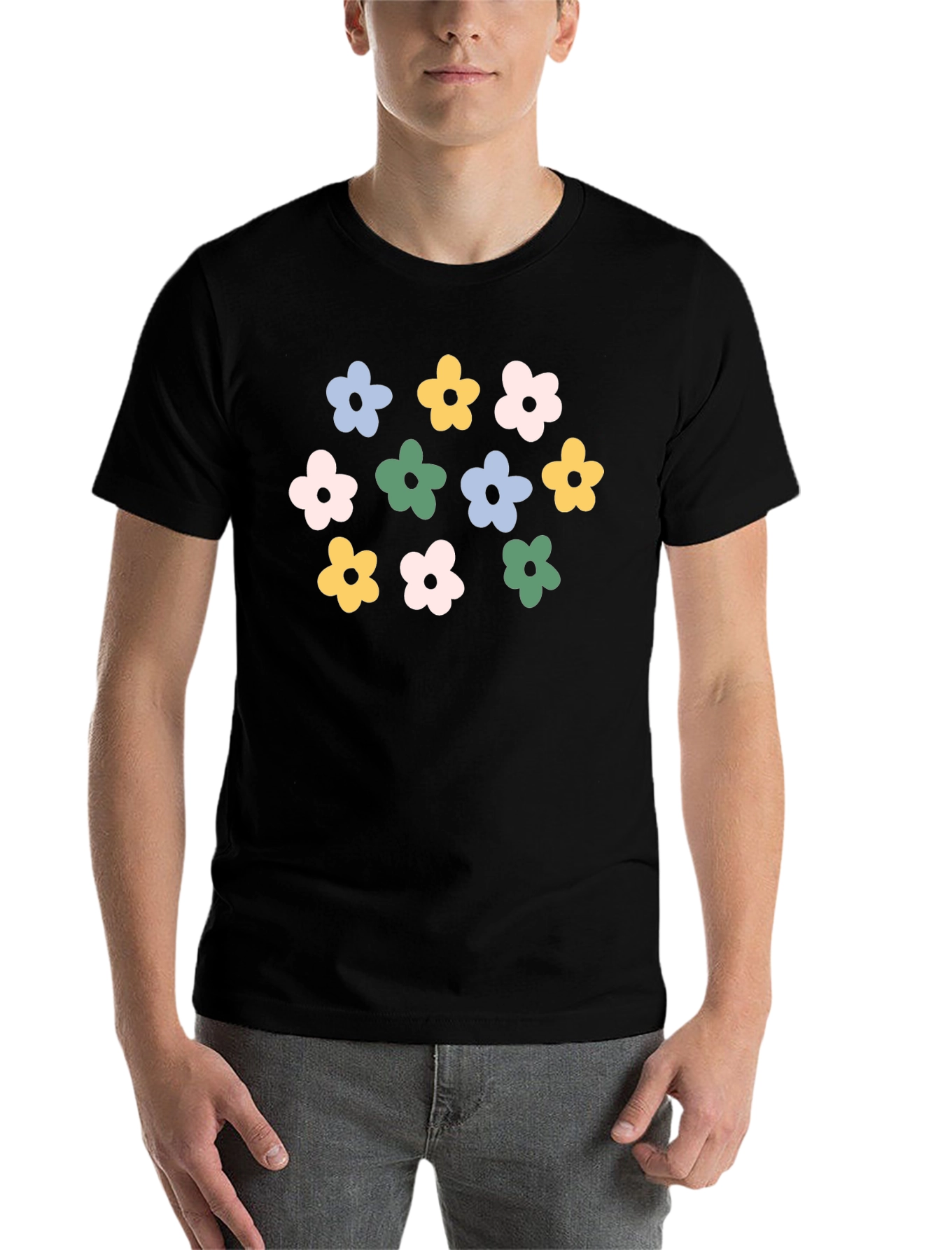 Black Floral Graphic Print Black T-Shirt view 7