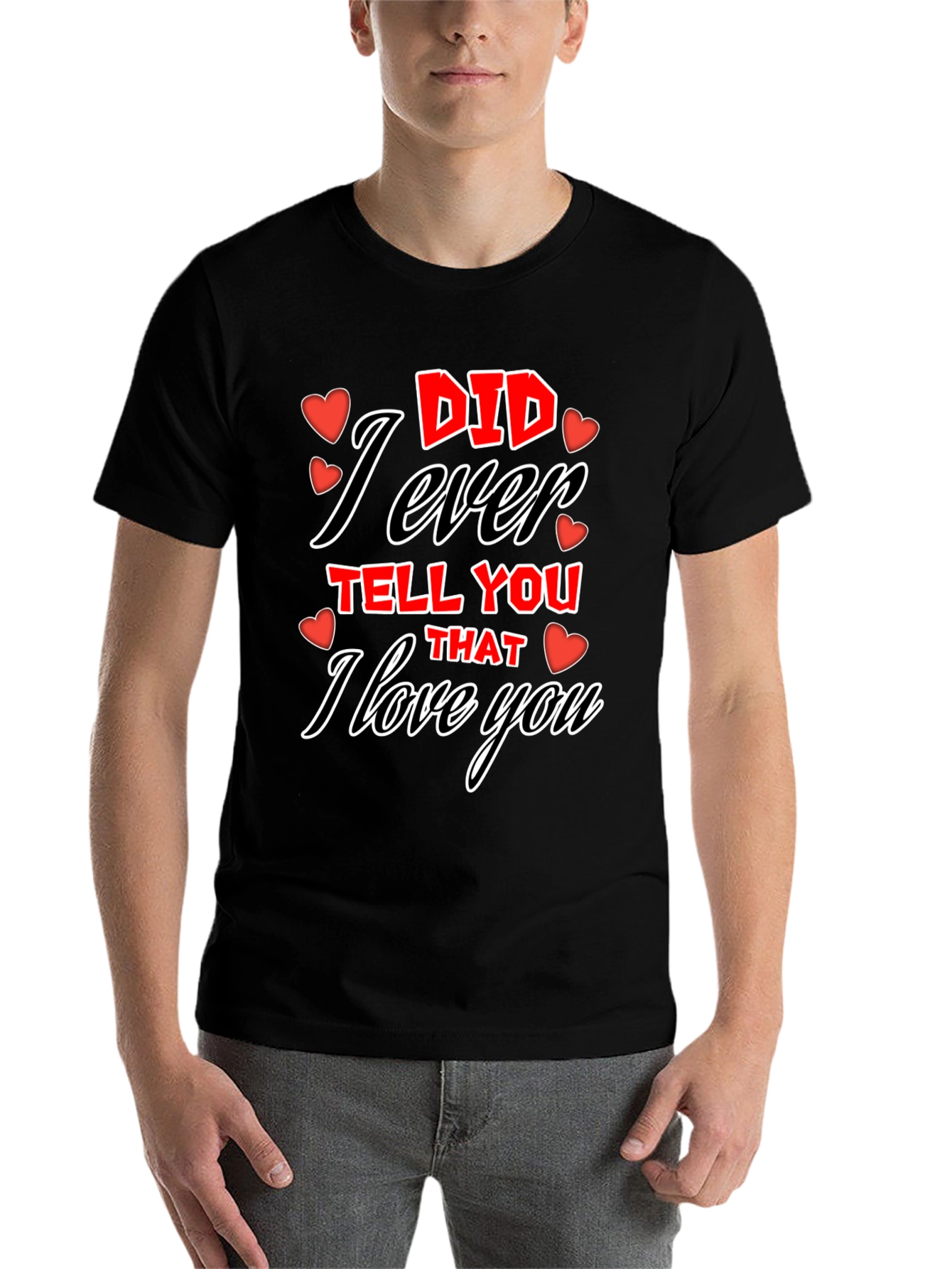 Black I Love You Graphic Tee - Valentine's Day T-Shirt view 7