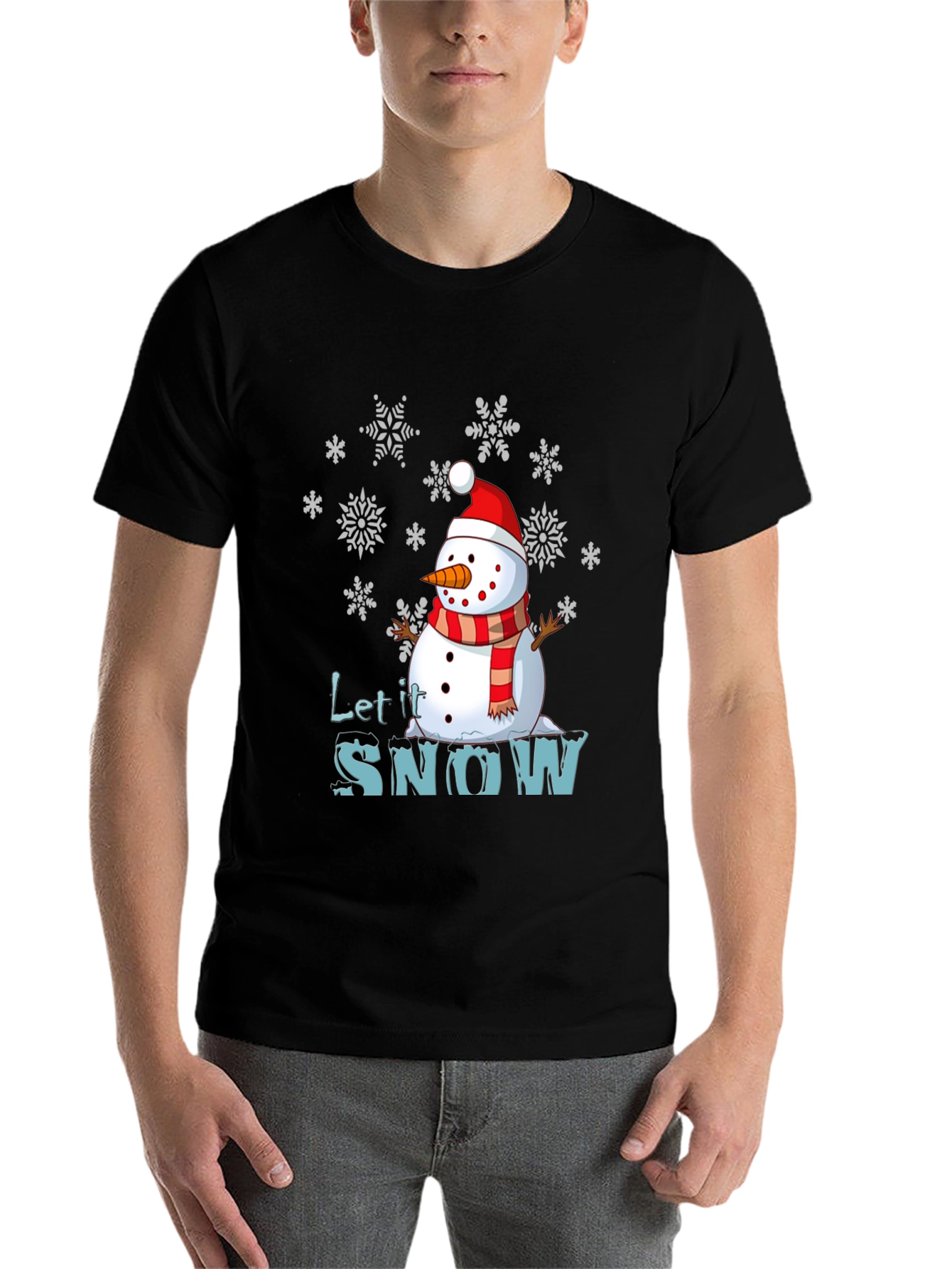 Black Let it Snow Snowman Graphic Tee view 7