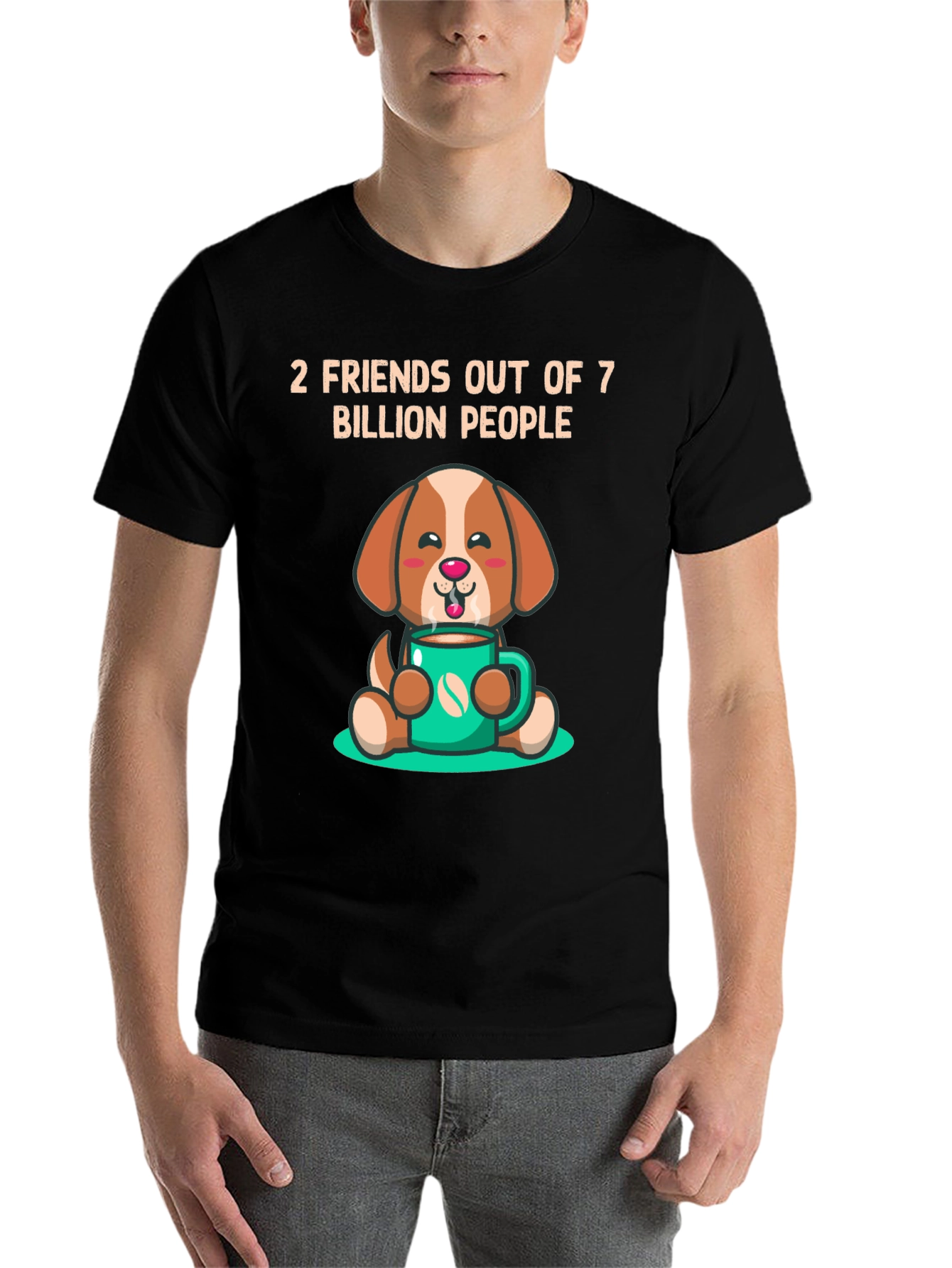 Black Dog Lover T-Shirt: 2 Friends Out of 7 Billion view 7