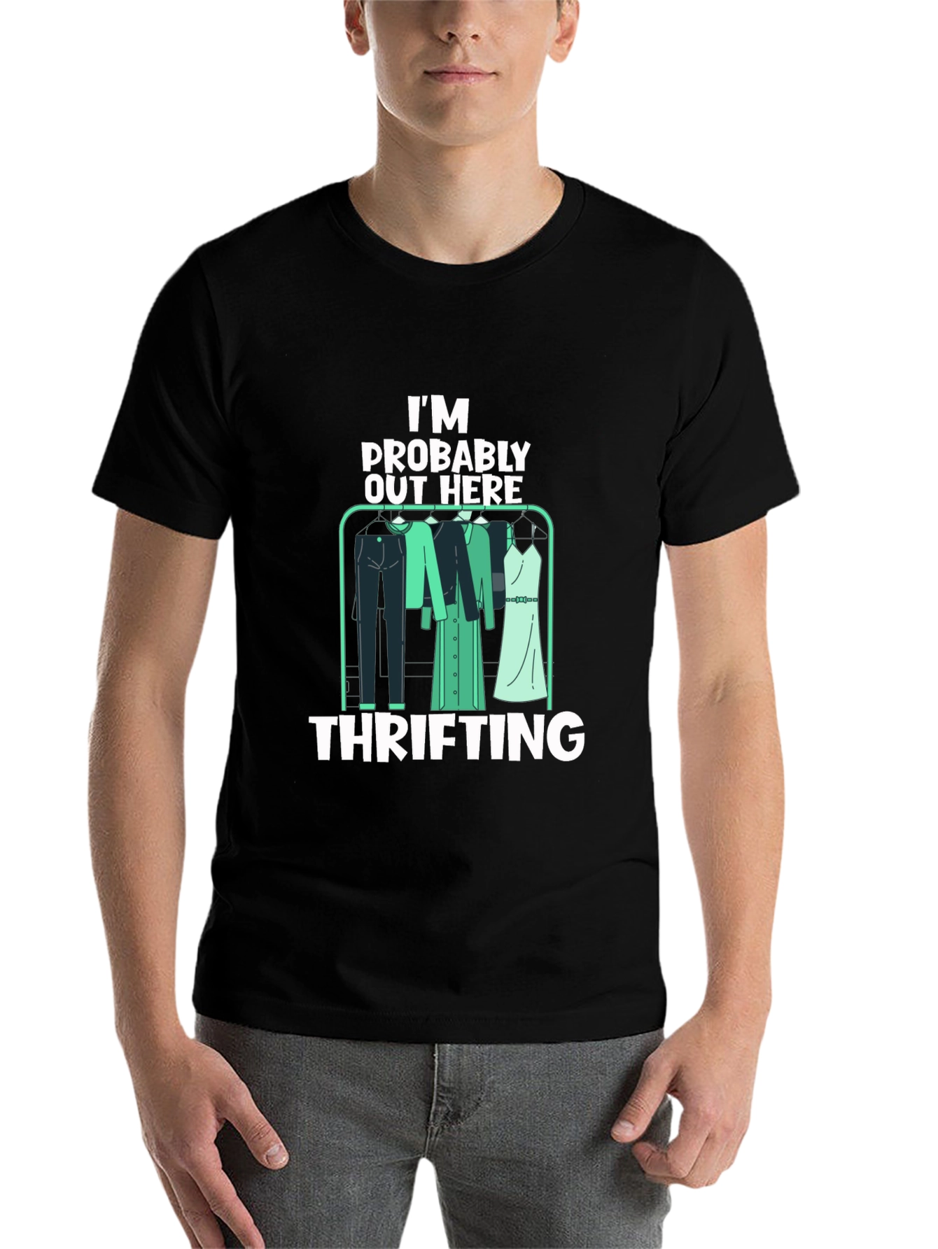 Black Thrifting T-Shirt: I'm Probably Out Here view 7