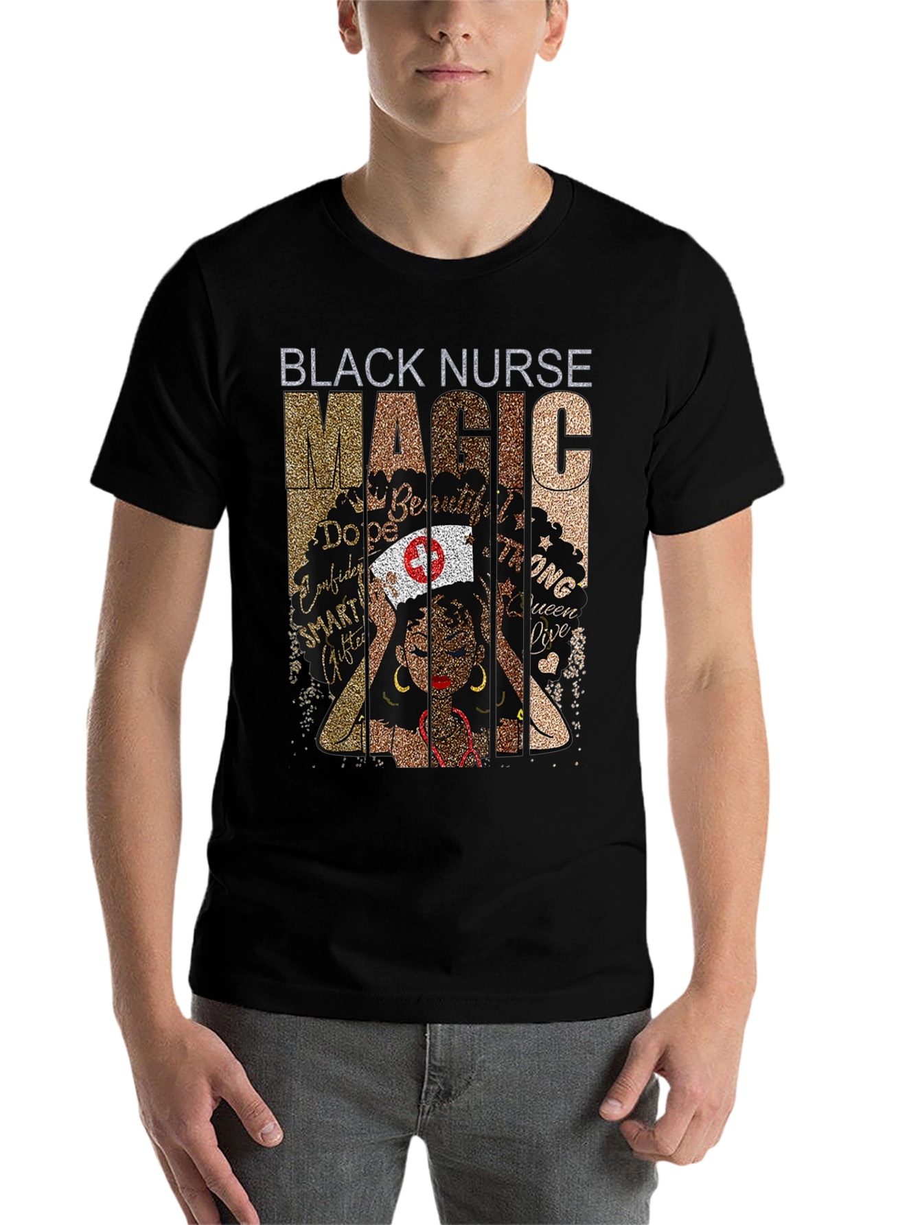 Black Black Nurse Magic Graphic T-Shirt view 7