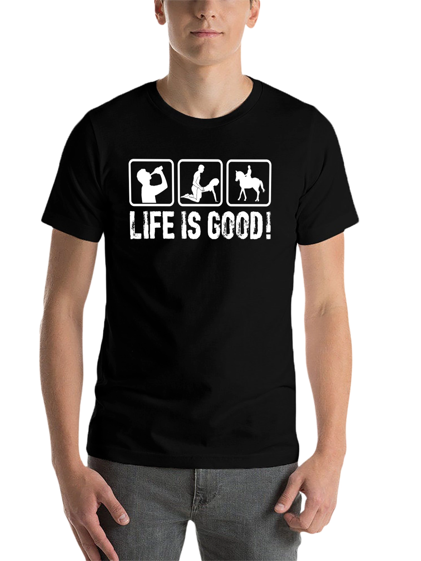 Black Life Is Good! Graphic T-Shirt - Black Cotton Tee view 7