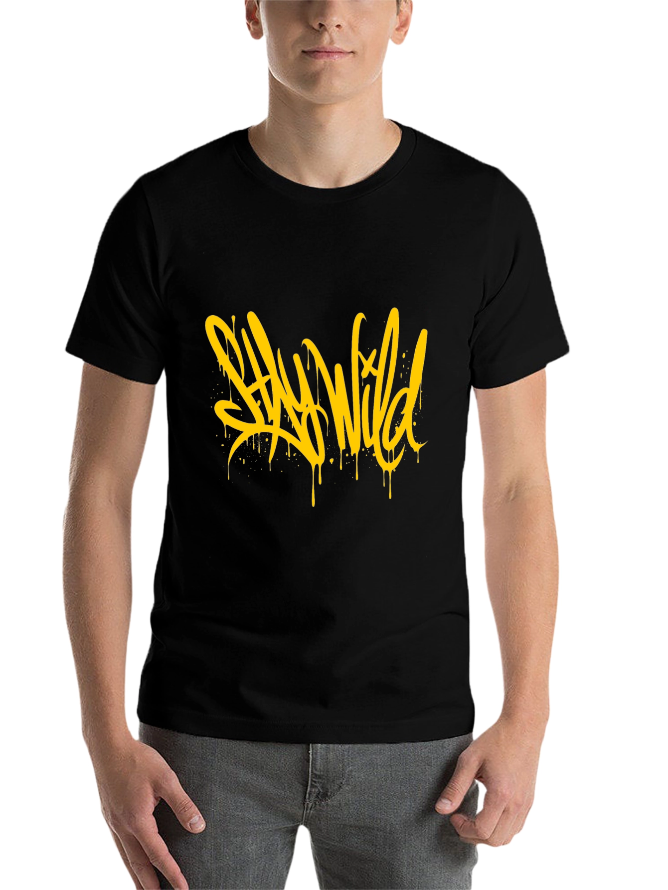 Black Stay Wild Graphic Black T-Shirt view 7
