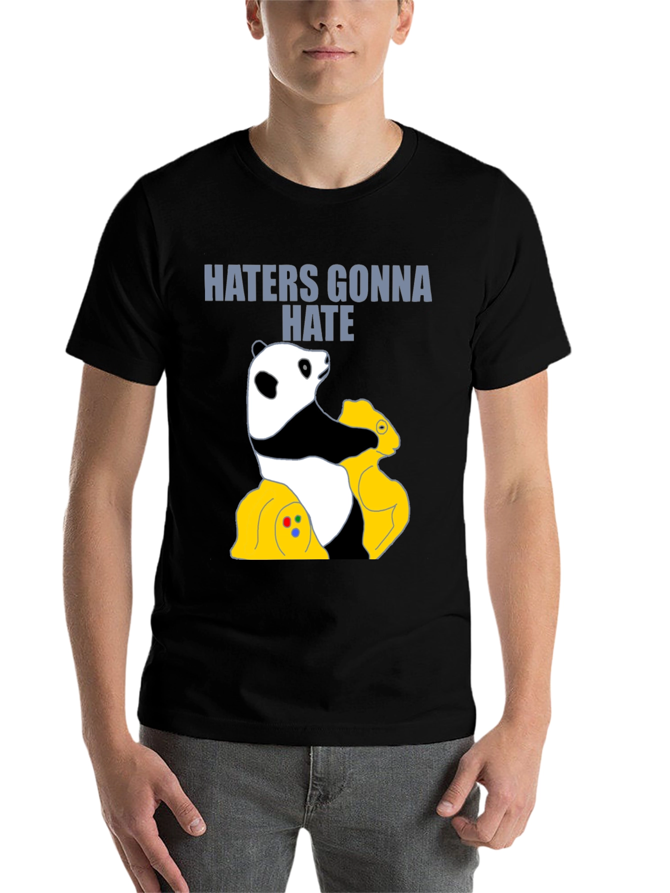 Black Haters Gonna Hate Panda T-Shirt - Gamer Style view 7