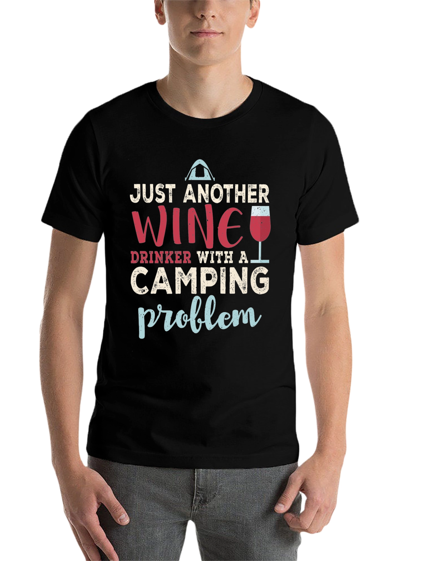 Black Wine and Camping Graphic T-Shirt view 7