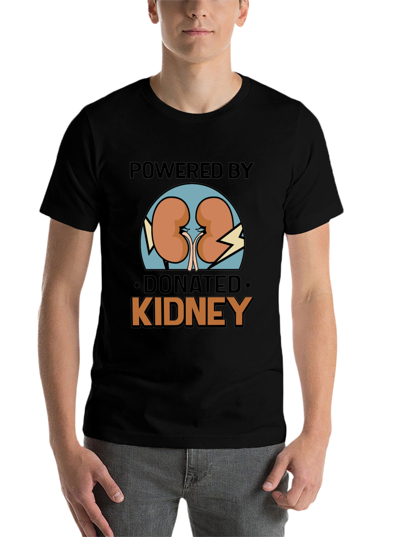 Black Powered by Donated Kidney Black T-Shirt  view 7