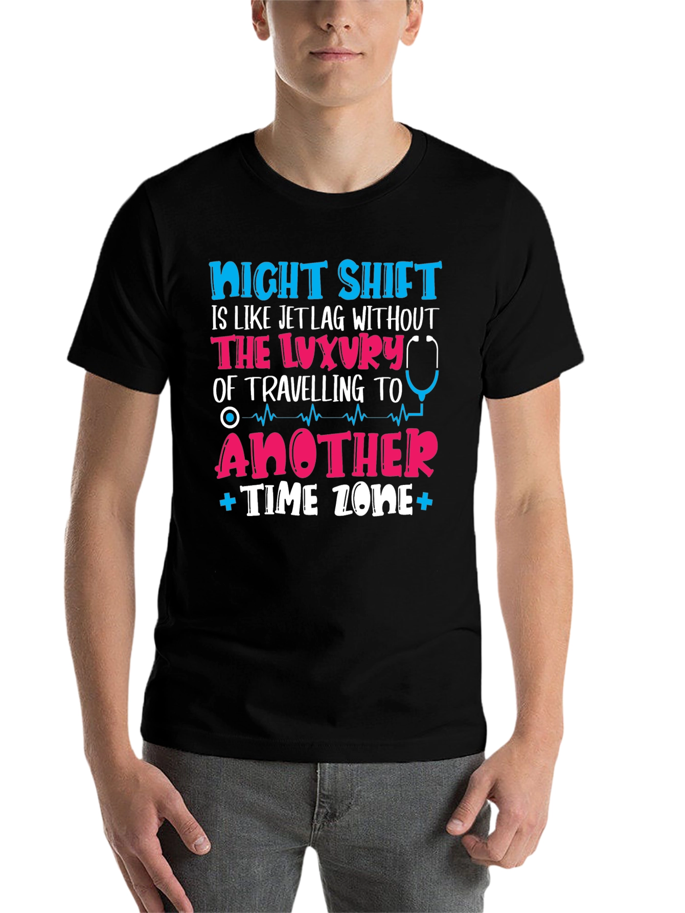 Black Night Shift Jet Lag T-Shirt - Nurse Edition view 7