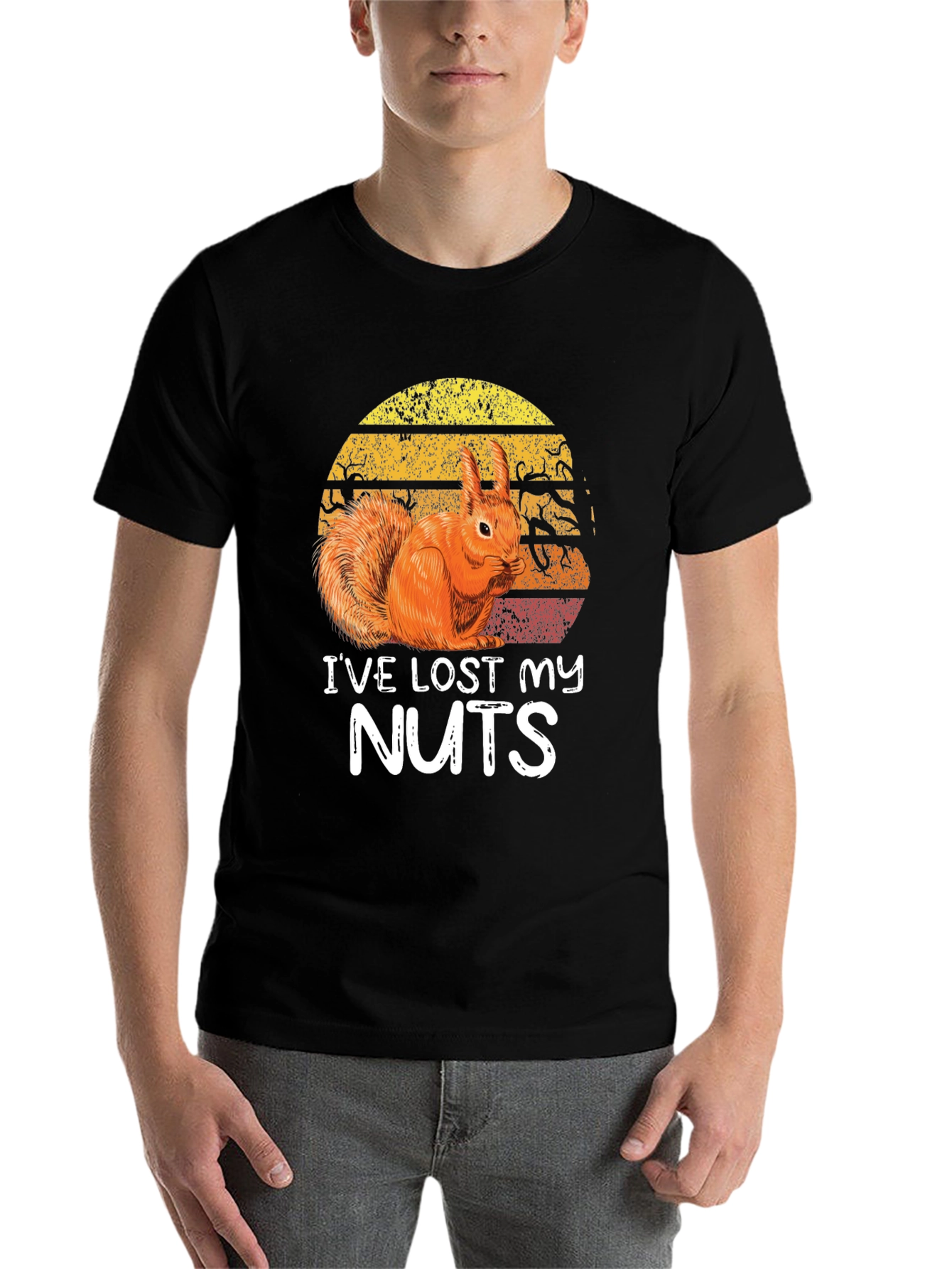 Black Funny Squirrel "I've Lost My Nuts" Graphic Tee view 7