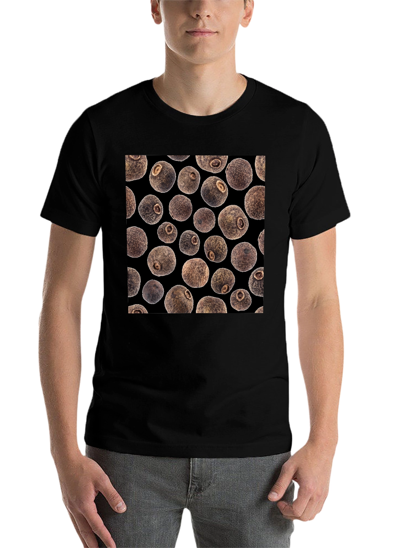 Black Allspice Patterned Black T-Shirt view 7