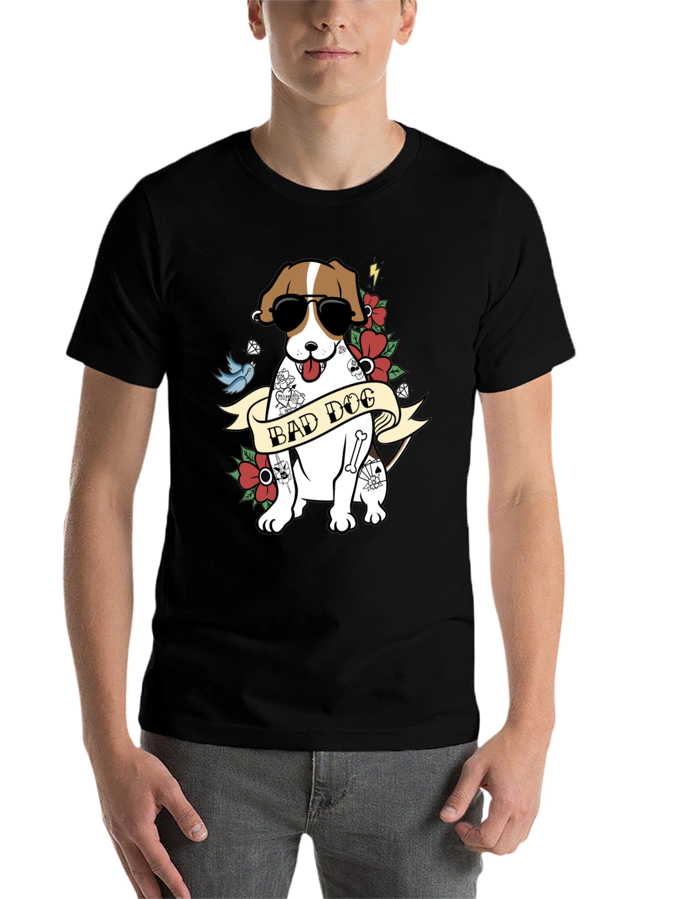Bad Dog Tattoo Graphic T-Shirt - Unique Design - 7