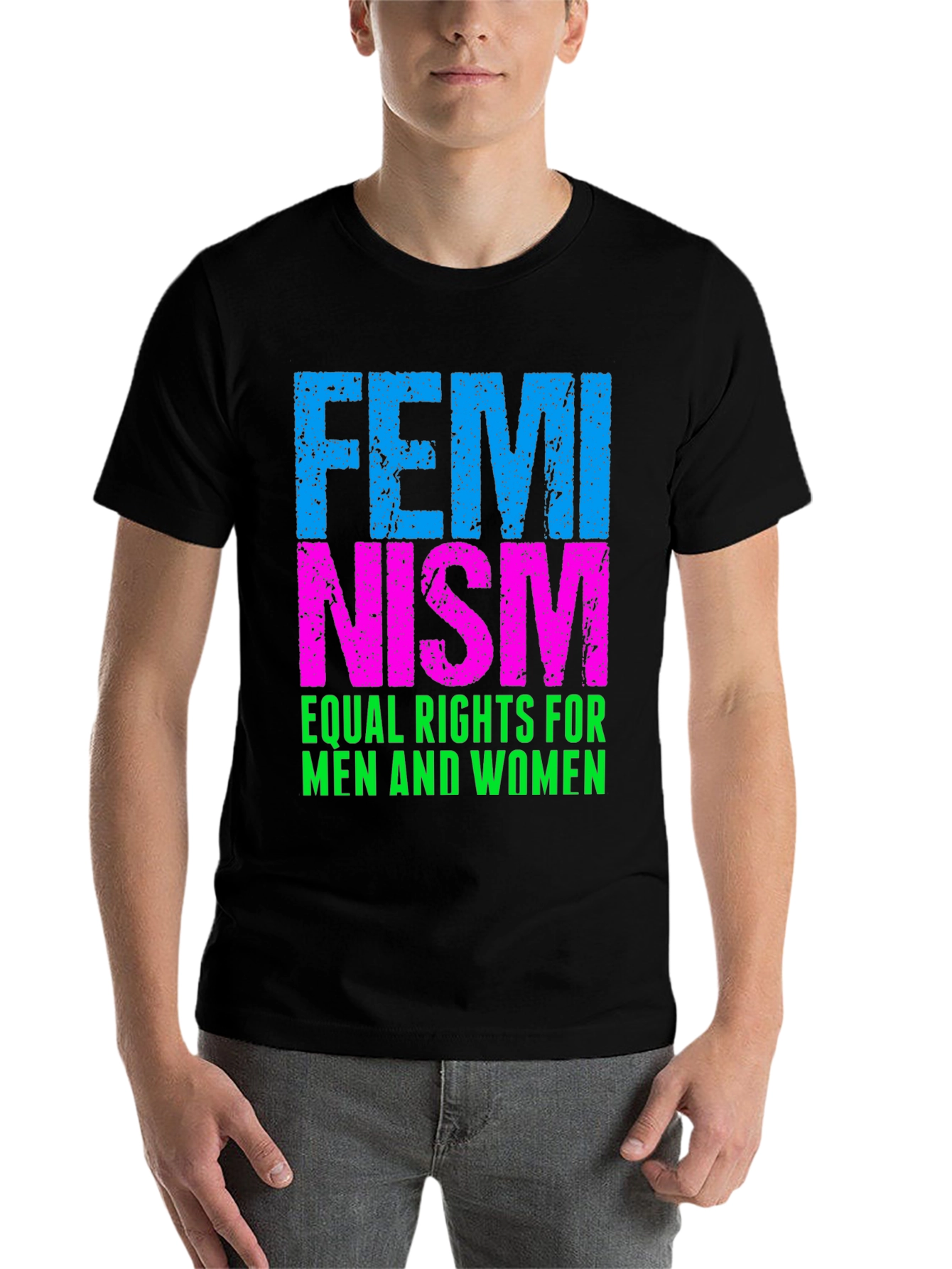 Black Feminism Equal Rights T-Shirt - Black Cotton Blend view 7