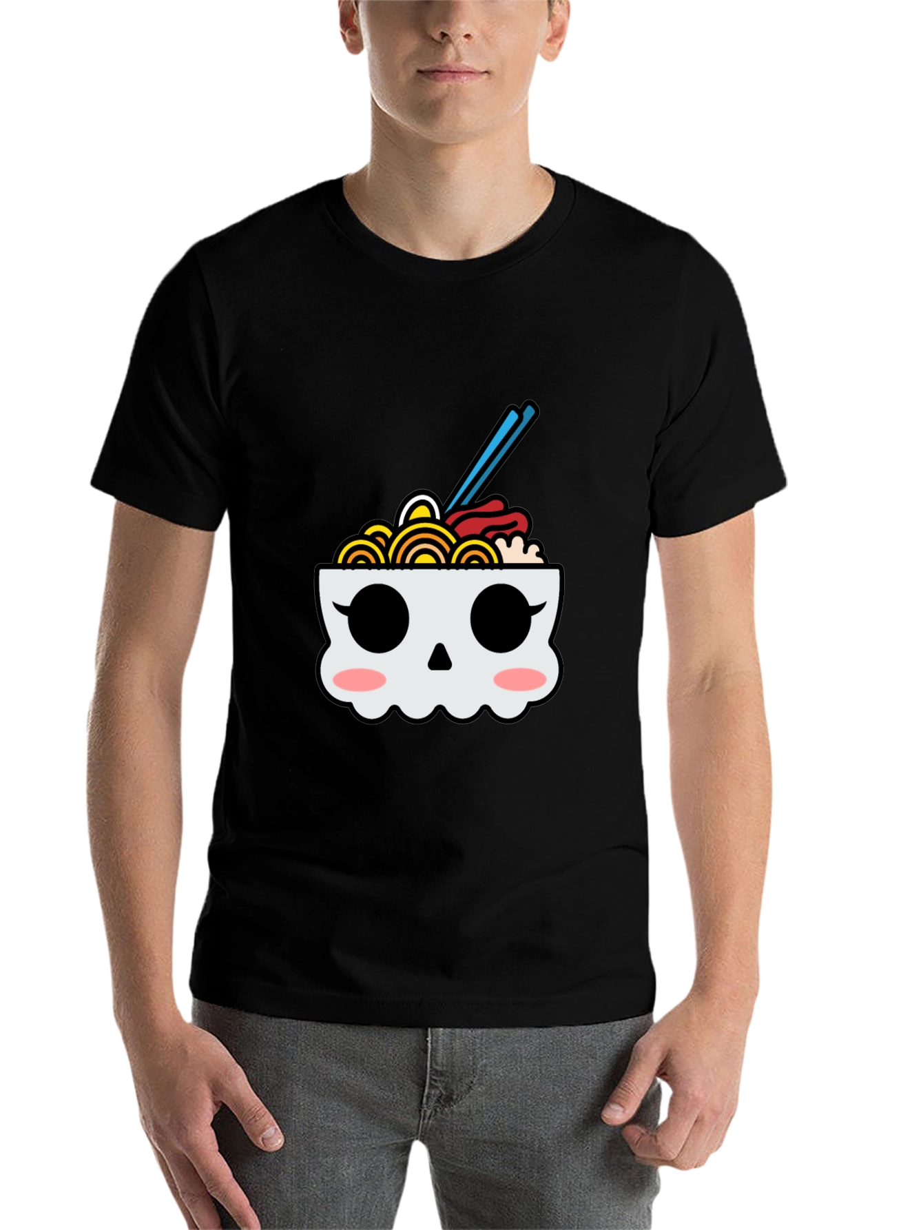 Ramen Skull Graphic Tee - Kawaii Foodie T-Shirt - 7