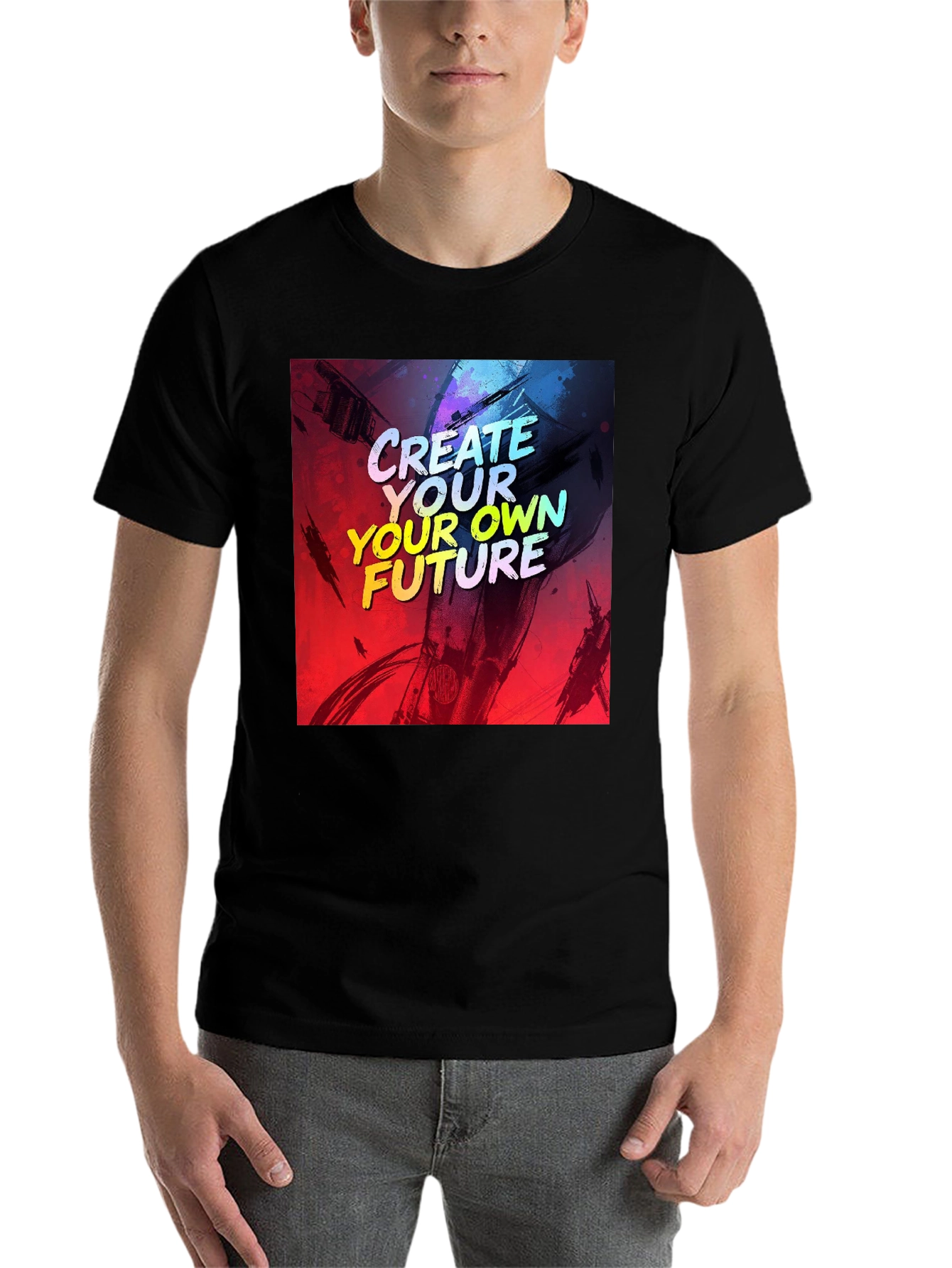 Black Create Your Own Future Graphic Tee - Black view 7