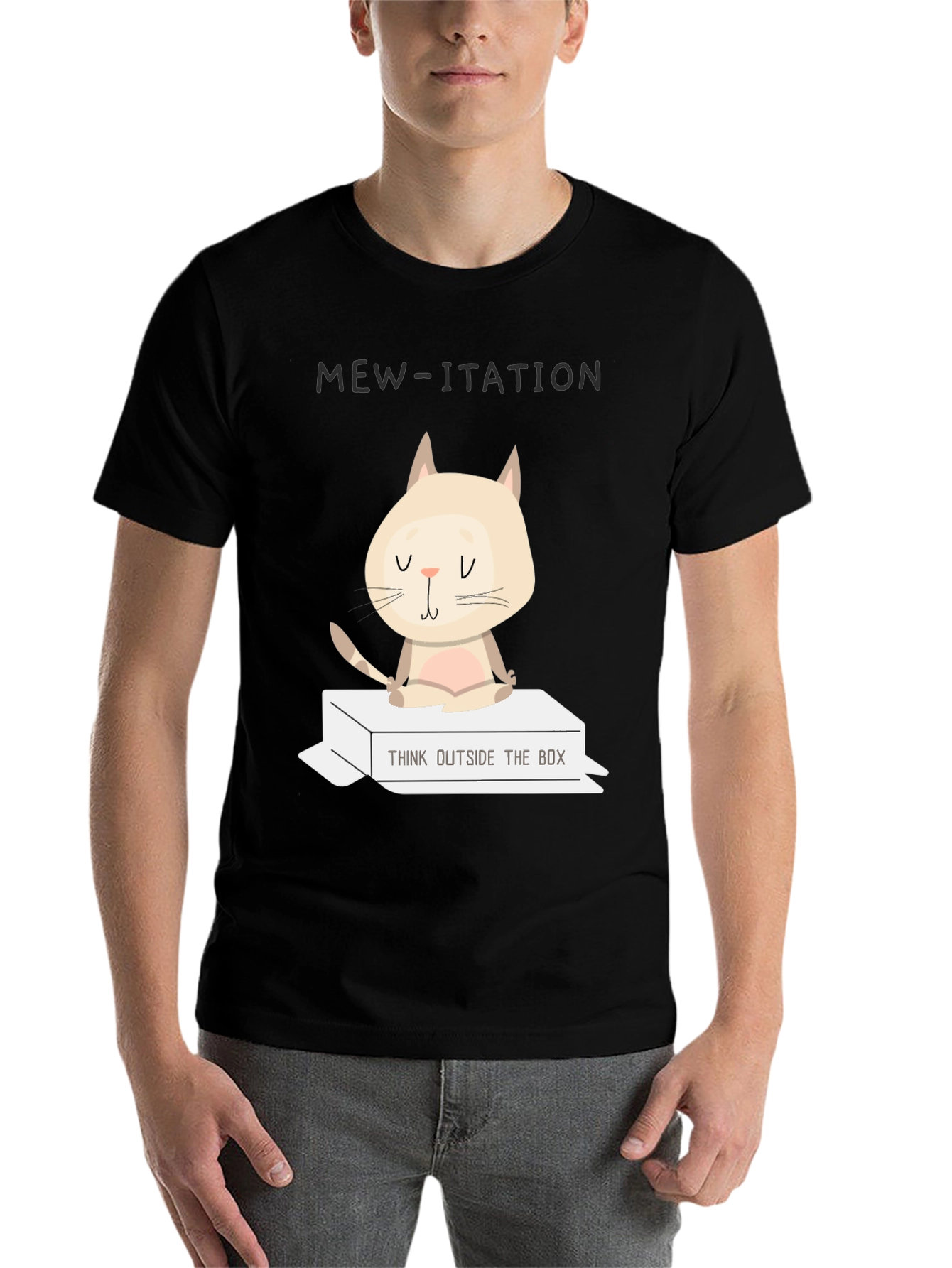 Black Mew-itation Cat T-Shirt - Think Outside the Box view 7