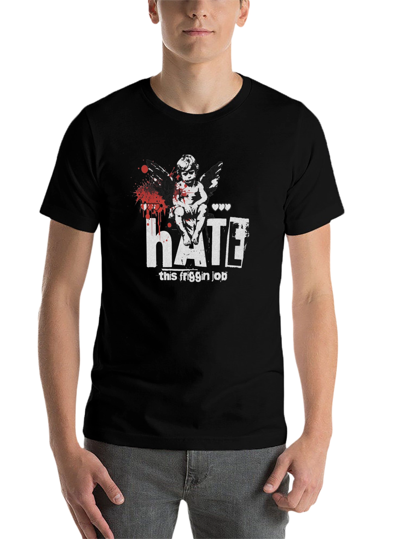 Black HATE This Friggin Job Graphic T-Shirt view 7