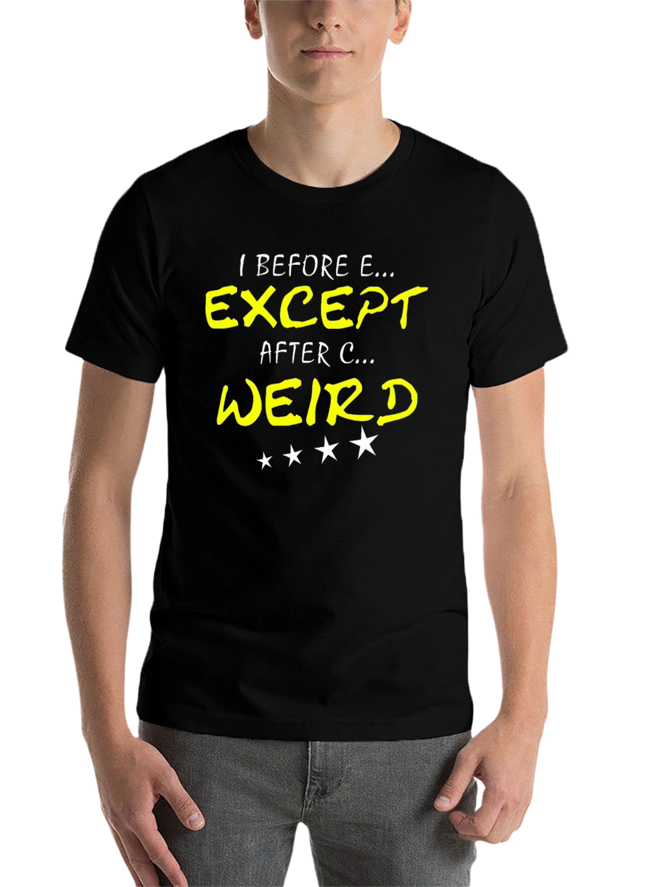 Black I Before E T-Shirt - Grammar Humor Tee view 7