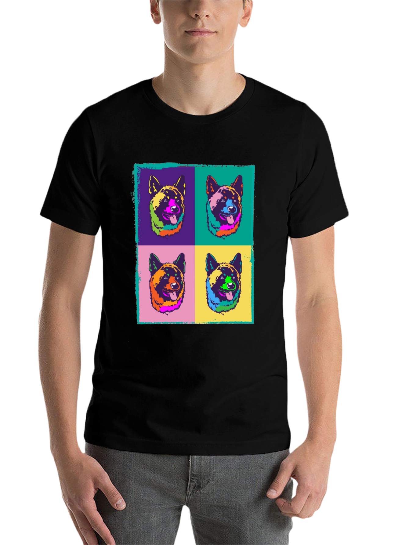 Black Pop Art Dog T-Shirt view 7