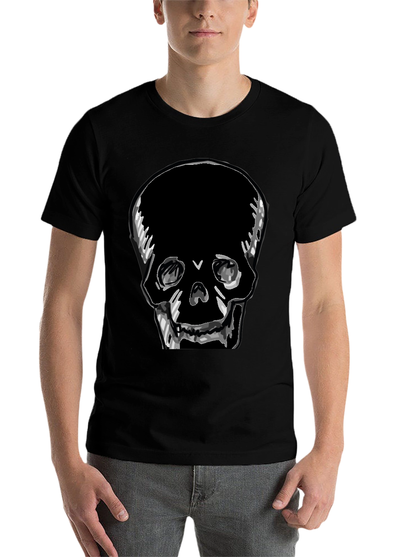 Black Skull Graphic Tee - Men's Black T-Shirt view 7