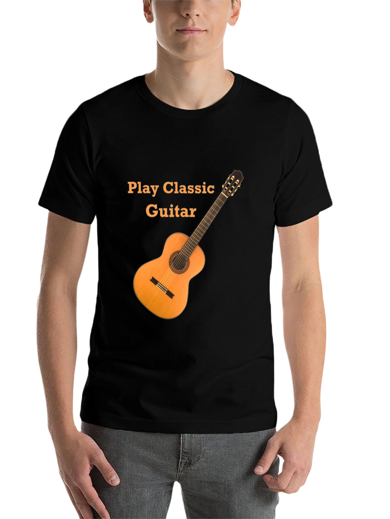Black Classic Guitar T-Shirt - Play Classic Guitar Design view 7