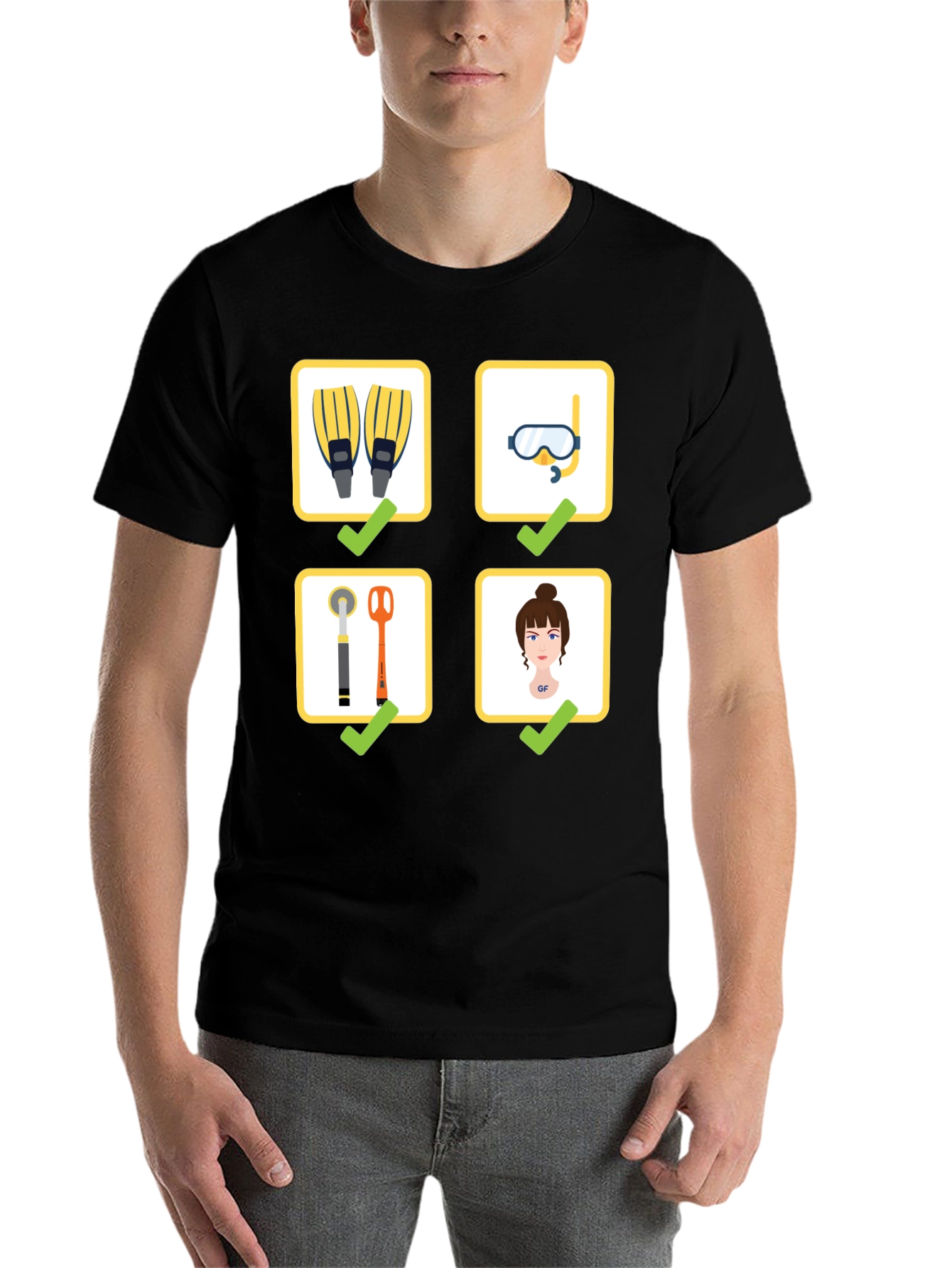 Black Diving Checklist T-Shirt - Dive Essentials Tee view 7