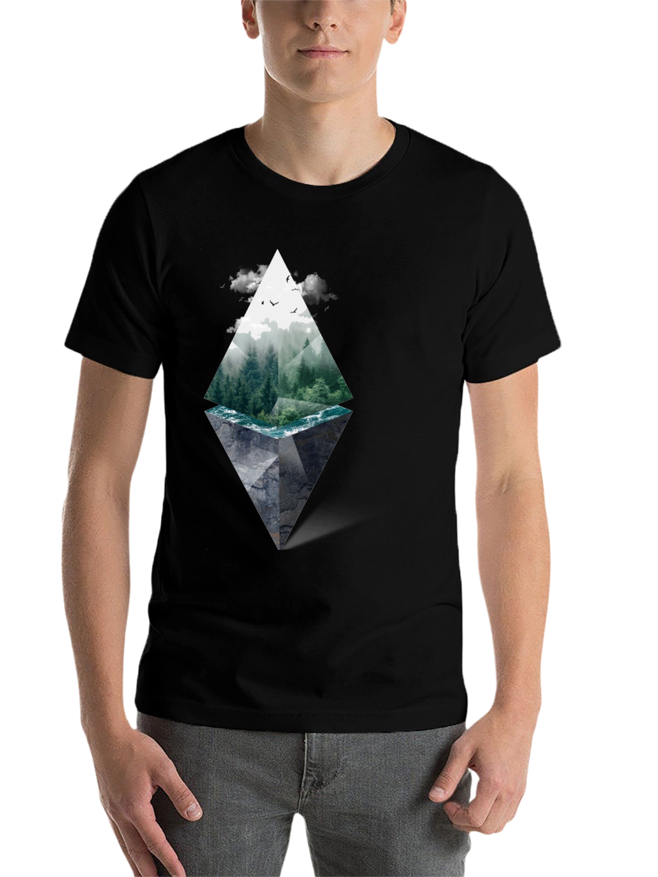 Black Nature Diamond Graphic Tee - Black view 7