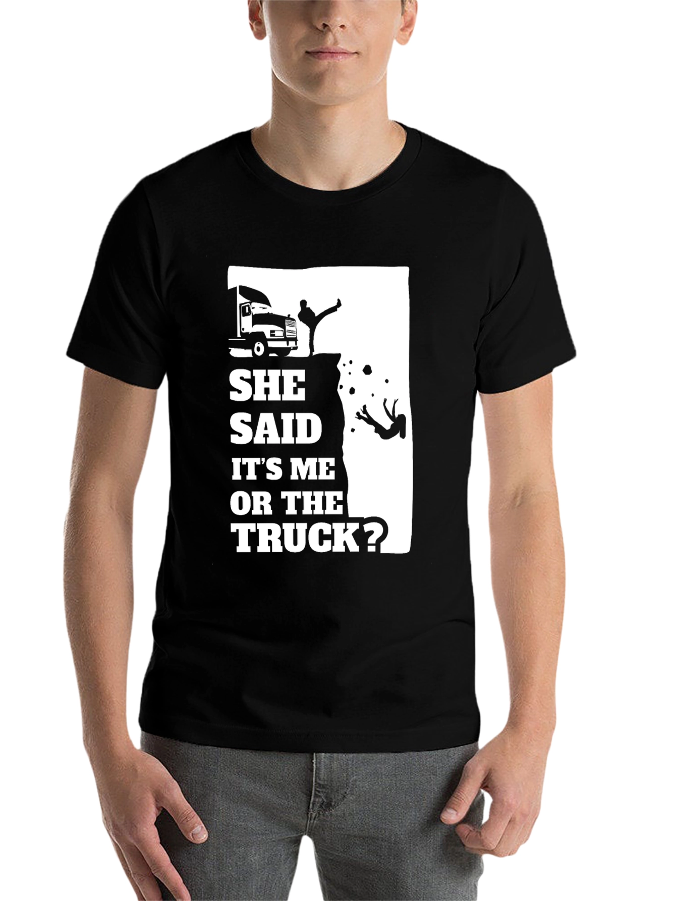 Black Trucker Choice T-Shirt - Funny Cliff Design view 7