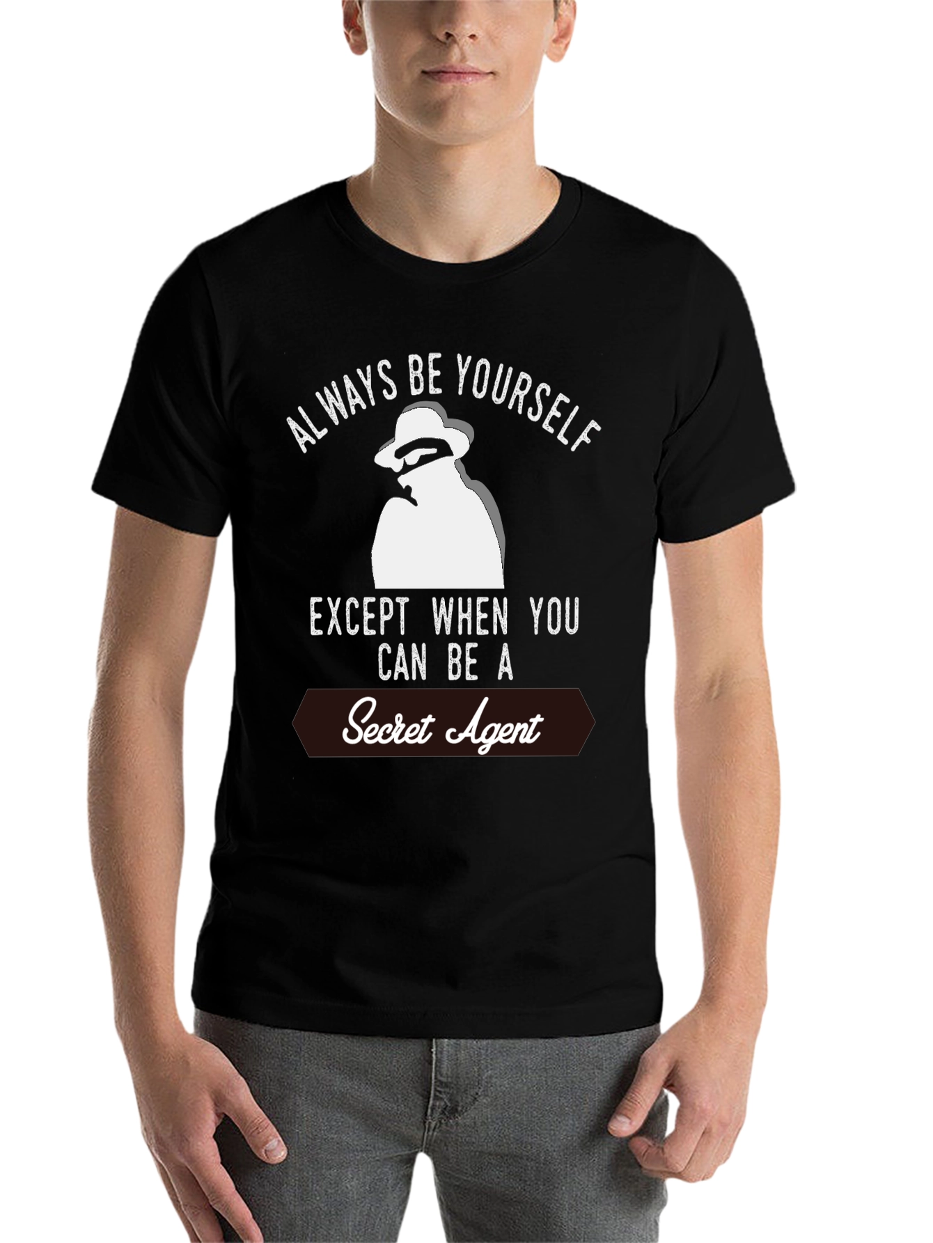 Black Secret Agent Graphic T-Shirt - Always Be Yourself Tee view 7