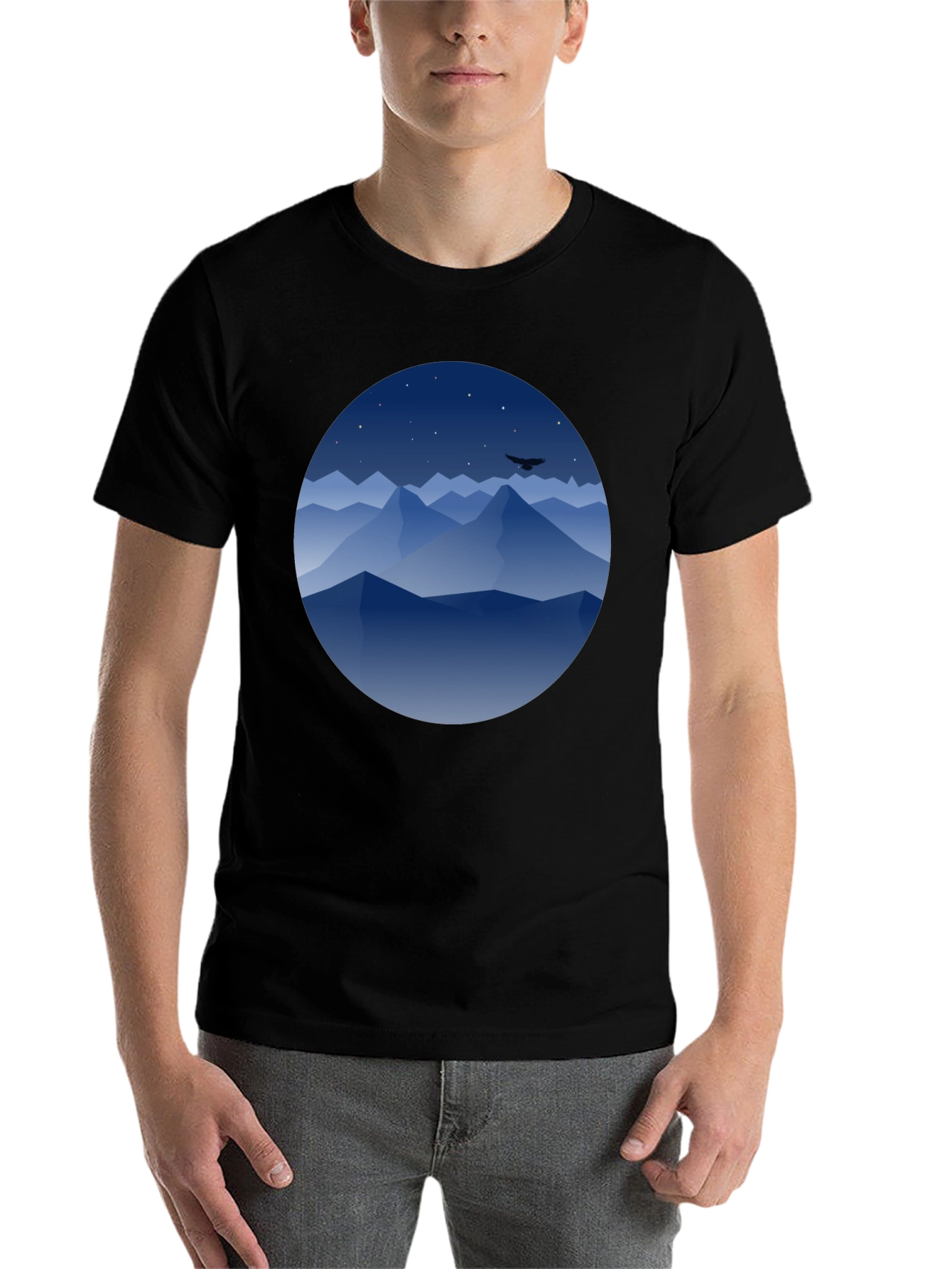 Mountains at Night Graphic Tee - Black - 7
