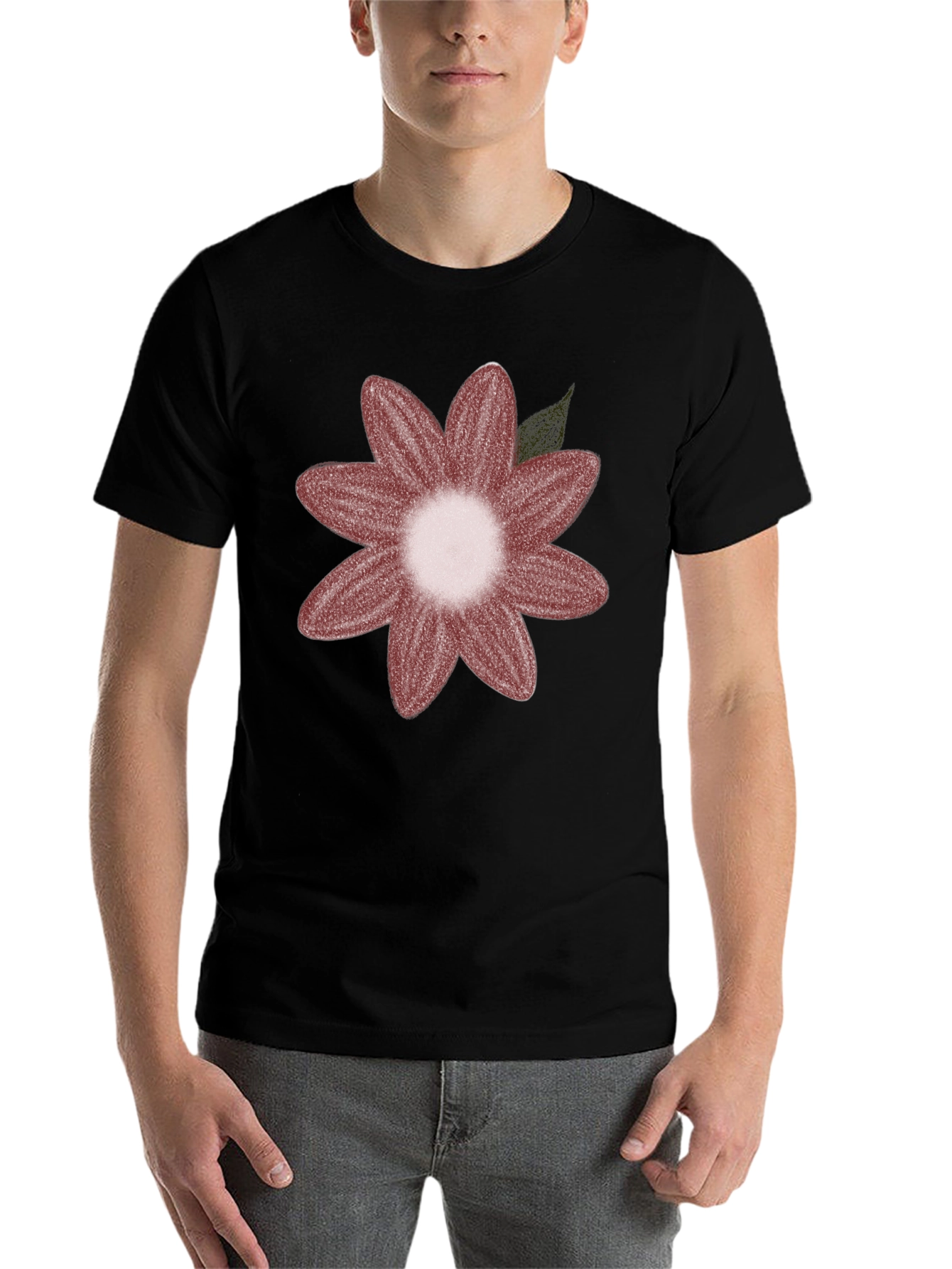 Black Floral Graphic Tee - Black Cotton Blend view 7