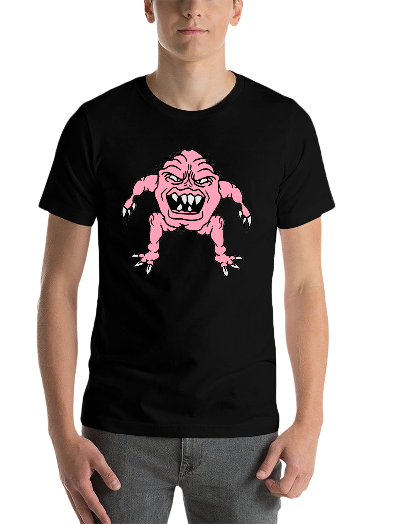 Black Cartoon Monster Graphic Tee - Black view 7