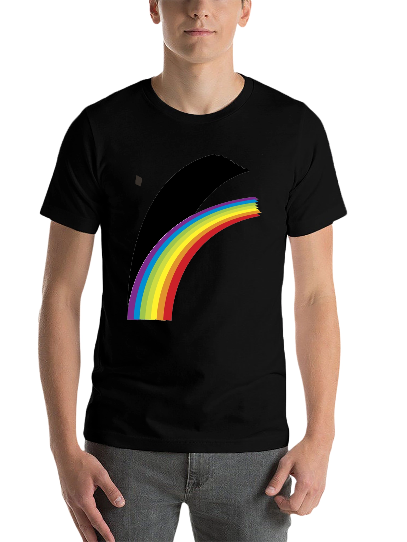 Black Rainbow Prism Graphic Tee - Soft Cotton Blend view 7