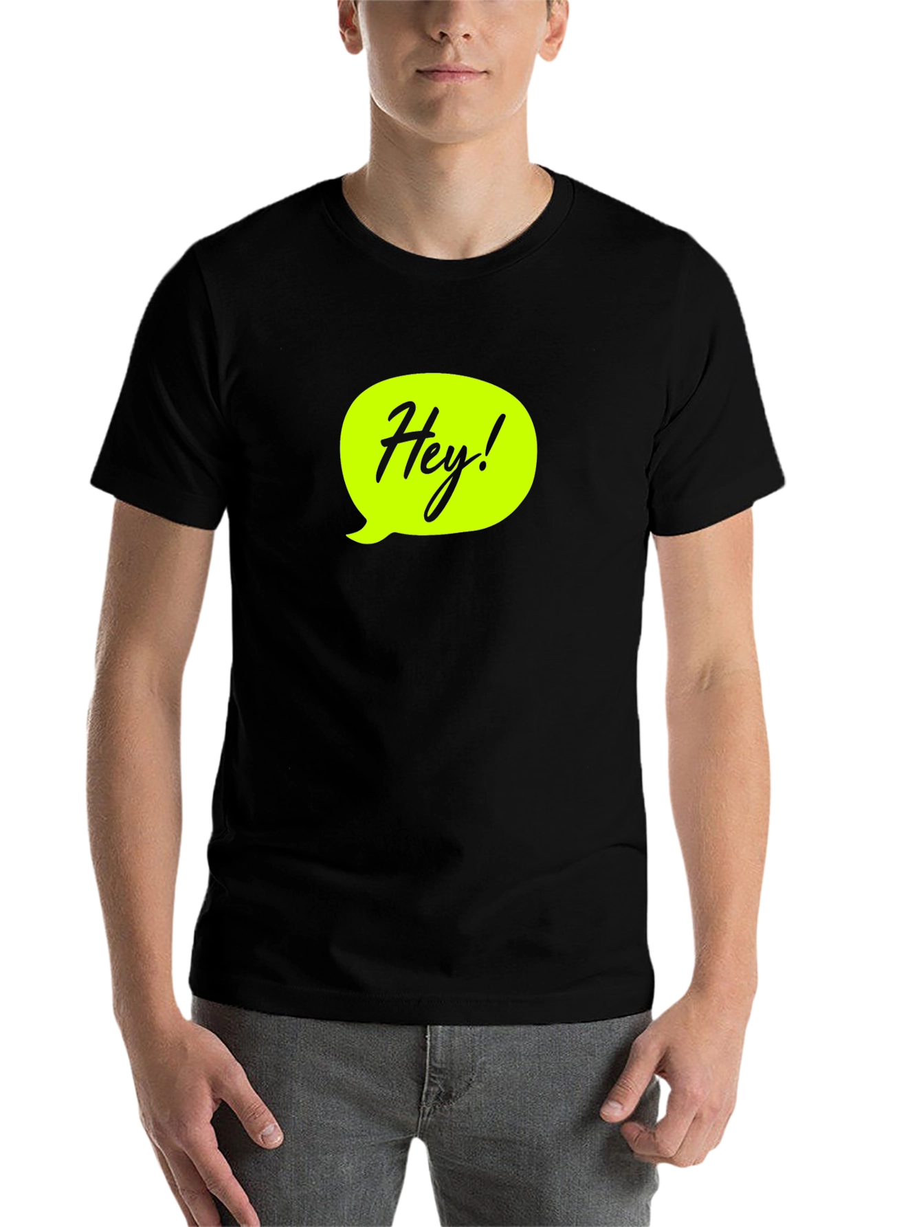Black Hey! Black Graphic T-Shirt - Casual & Stylish view 7