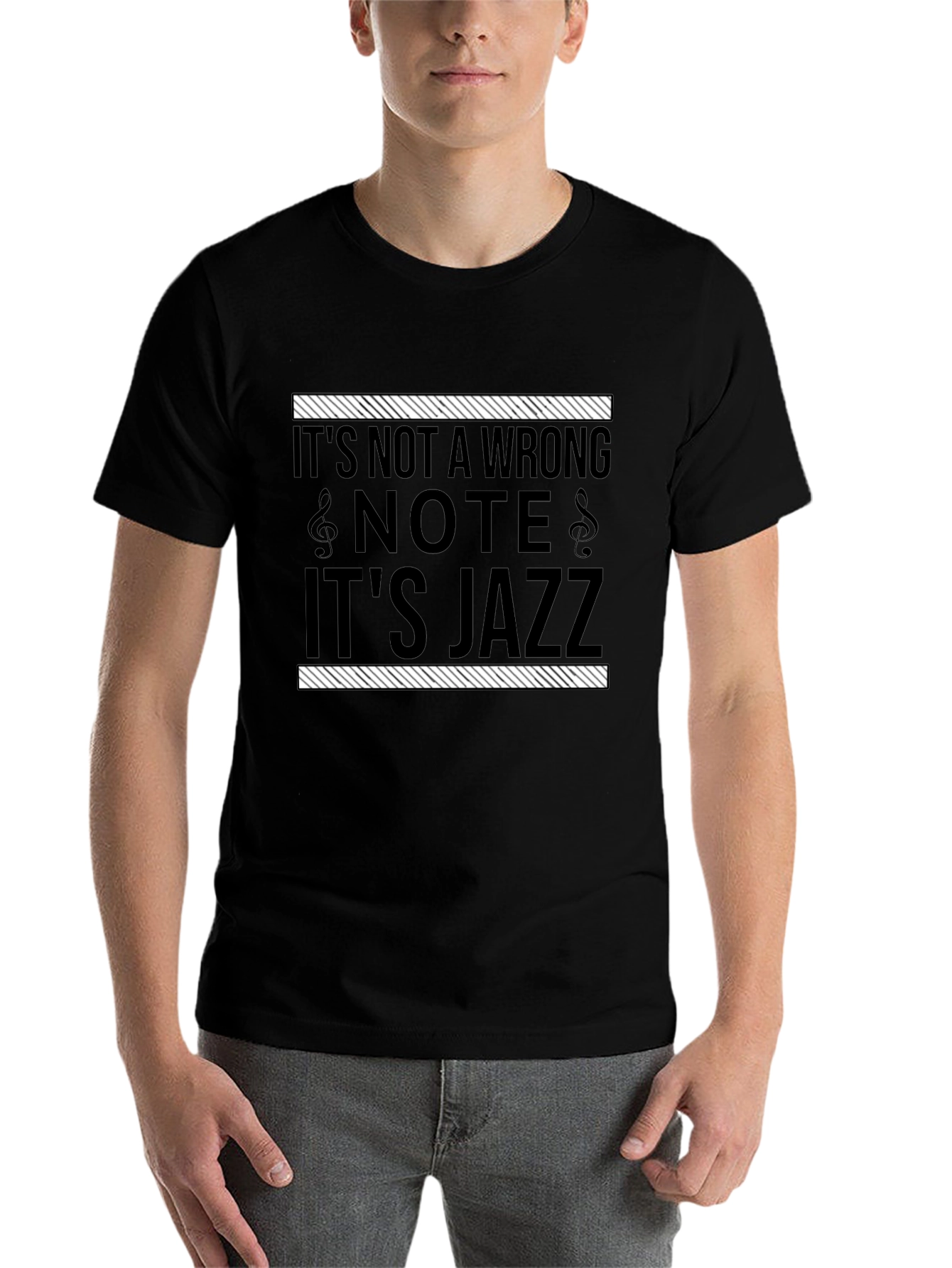 Black It's Not a Wrong Note, It's Jazz T-Shirt view 7