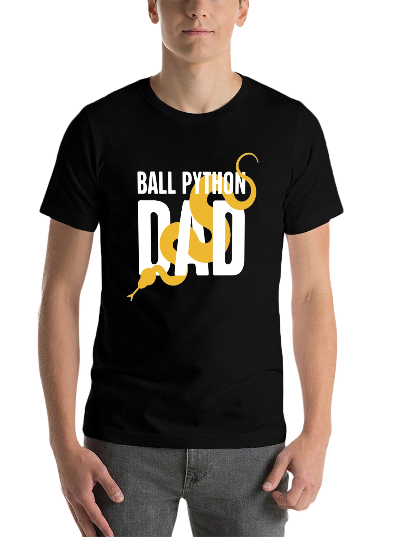 Black Ball Python Dad Graphic Tee - Black Cotton T-Shirt view 7