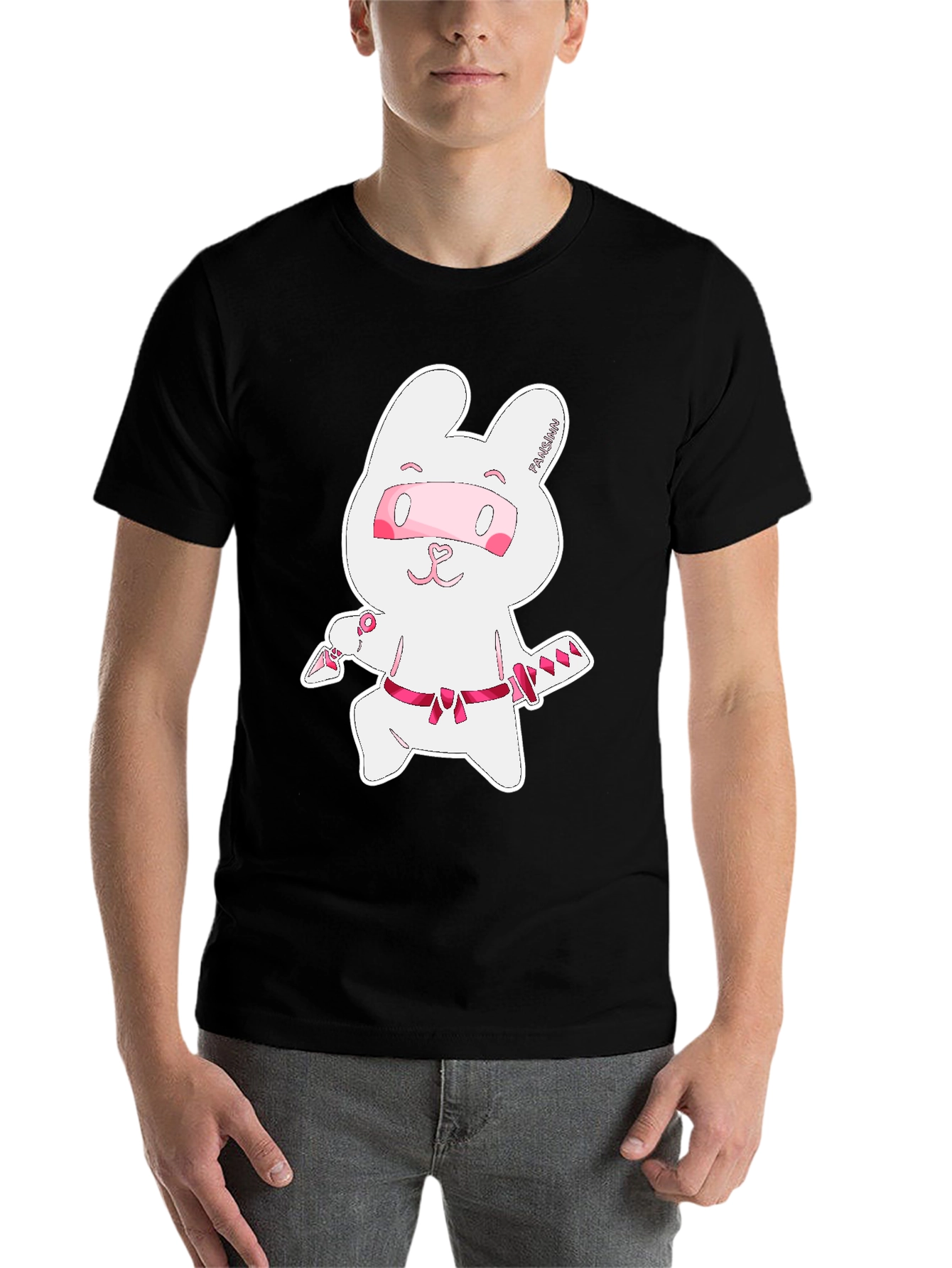 Black Ninja Rabbit Graphic T-Shirt - Unisex view 7