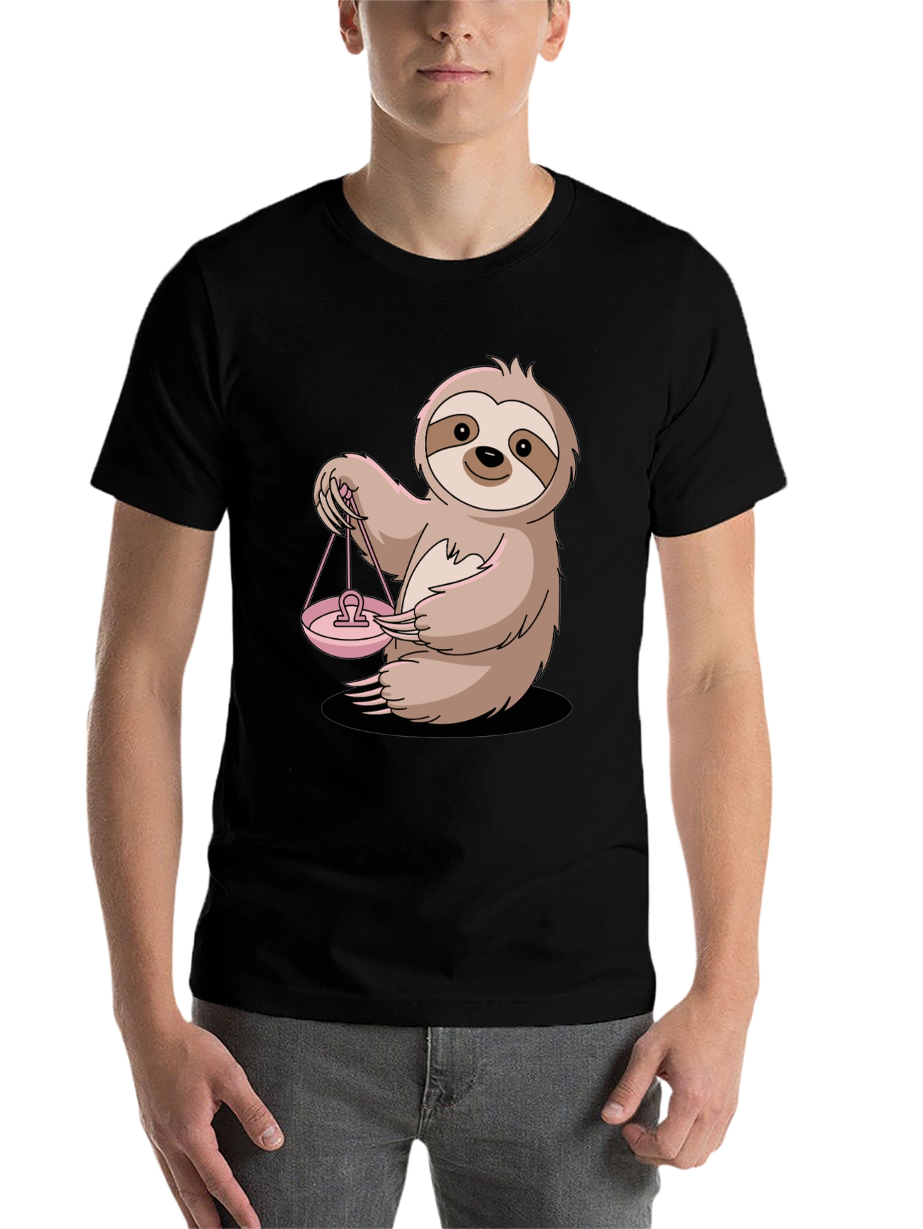 Black Libra Sloth Graphic Tee - Zodiac T-Shirt view 7