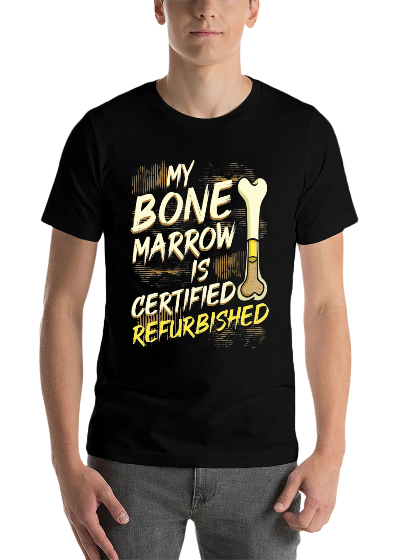 Black Refurbished Bone Marrow Funny Graphic Tee view 7