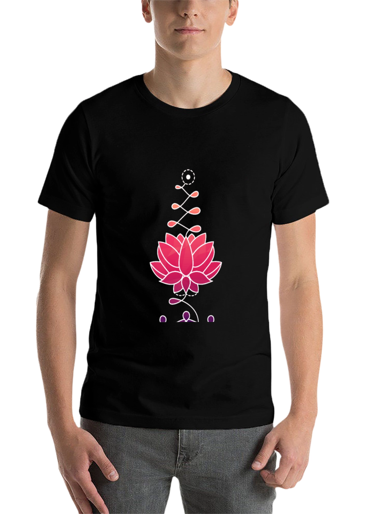 Black Lotus Graphic Print Tee - Black view 7