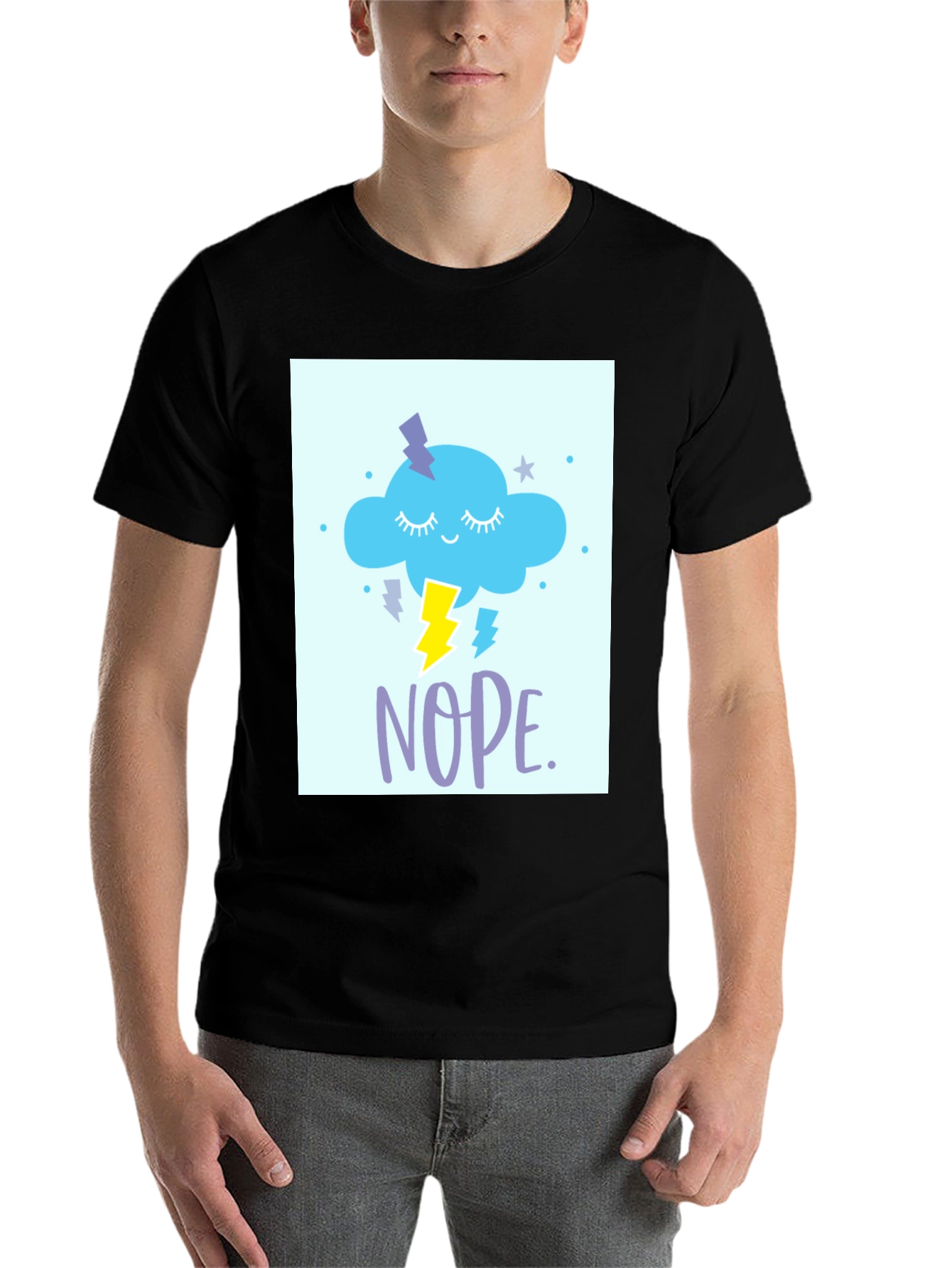 Black Nope Cloud T-Shirt - Weather Humor Tee view 7