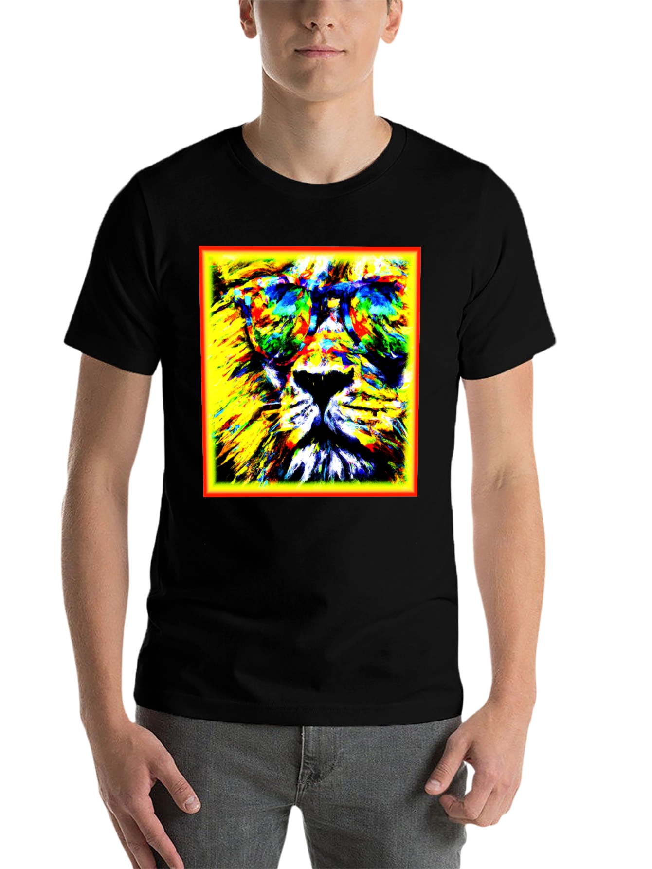Black Lion Graphic Tee - Cool Animal Print view 7