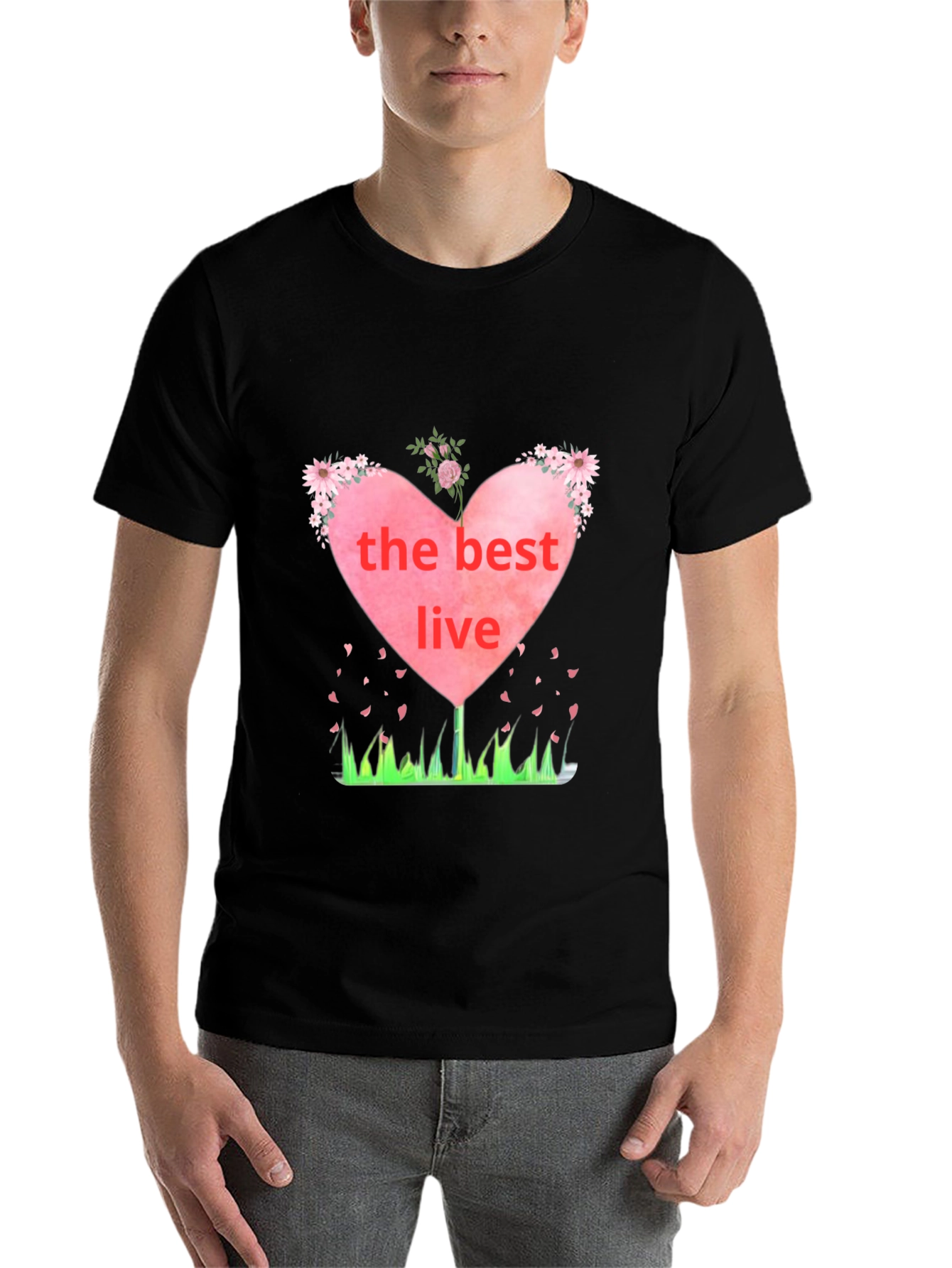 Black The Best Live Heart Graphic Black T-Shirt view 7