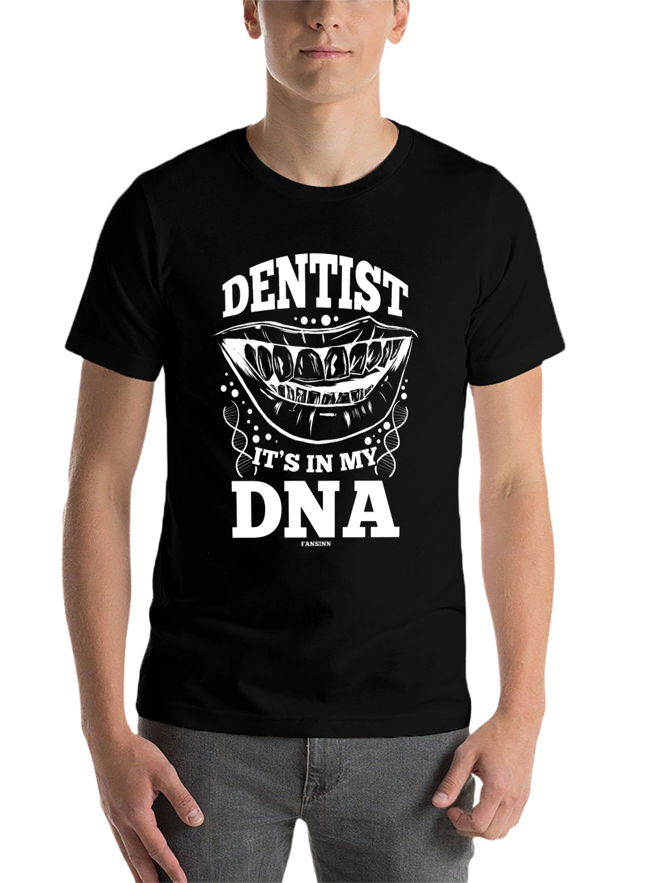 Black Dentist DNA Graphic T-Shirt - Unique Gift for Dental Professionals view 7