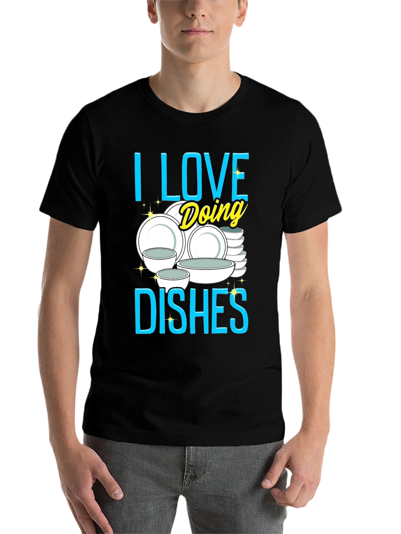 Black I Love Doing Dishes Graphic Tee view 7
